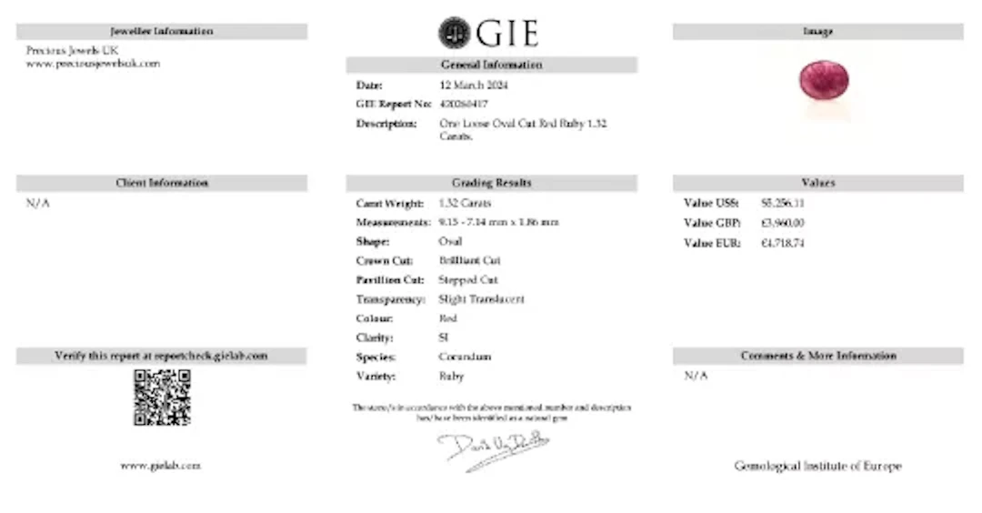 Loose Oval Ruby 1.32 Carats