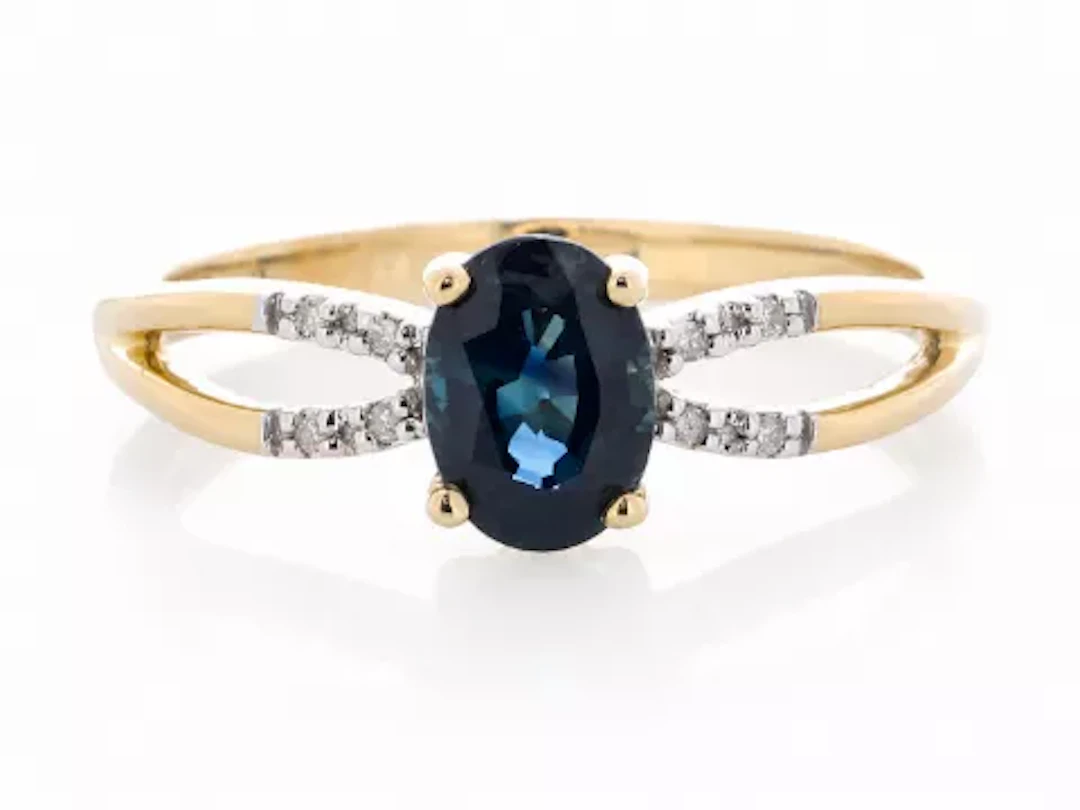 9ct Yellow Gold Diamond And Sapphire Ring (S0.96) 0.03 Carats