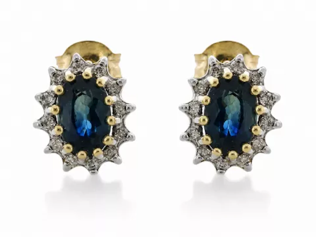 9ct Yellow Gold Diamond And Sapphire Earring (S0.78) 0.12