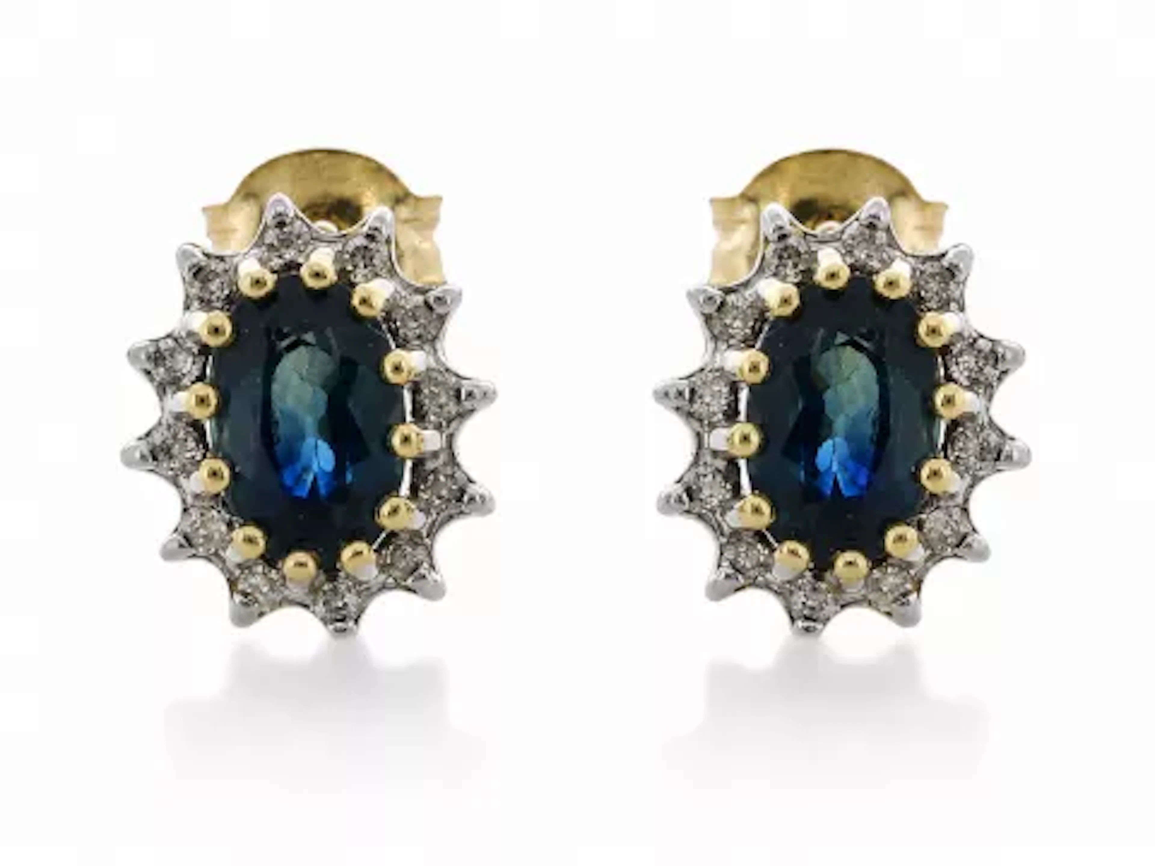9ct Yellow Gold Diamond And Sapphire Earring (S0.78) 0.12