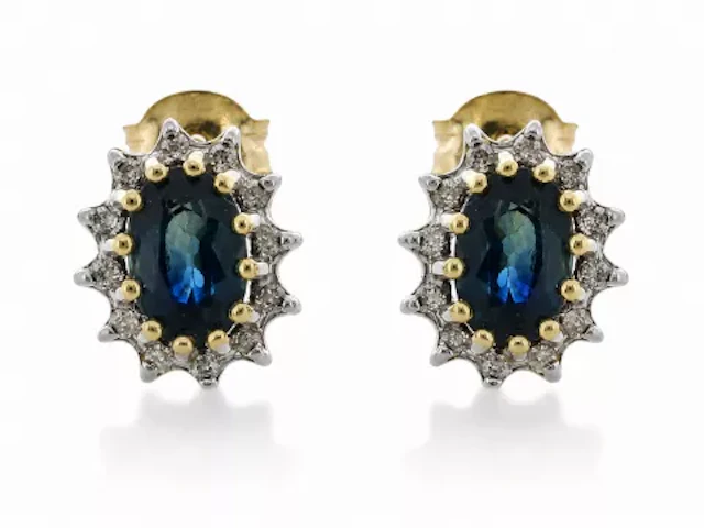 9ct Yellow Gold Diamond And Sapphire Earring (S0.78) 0.12