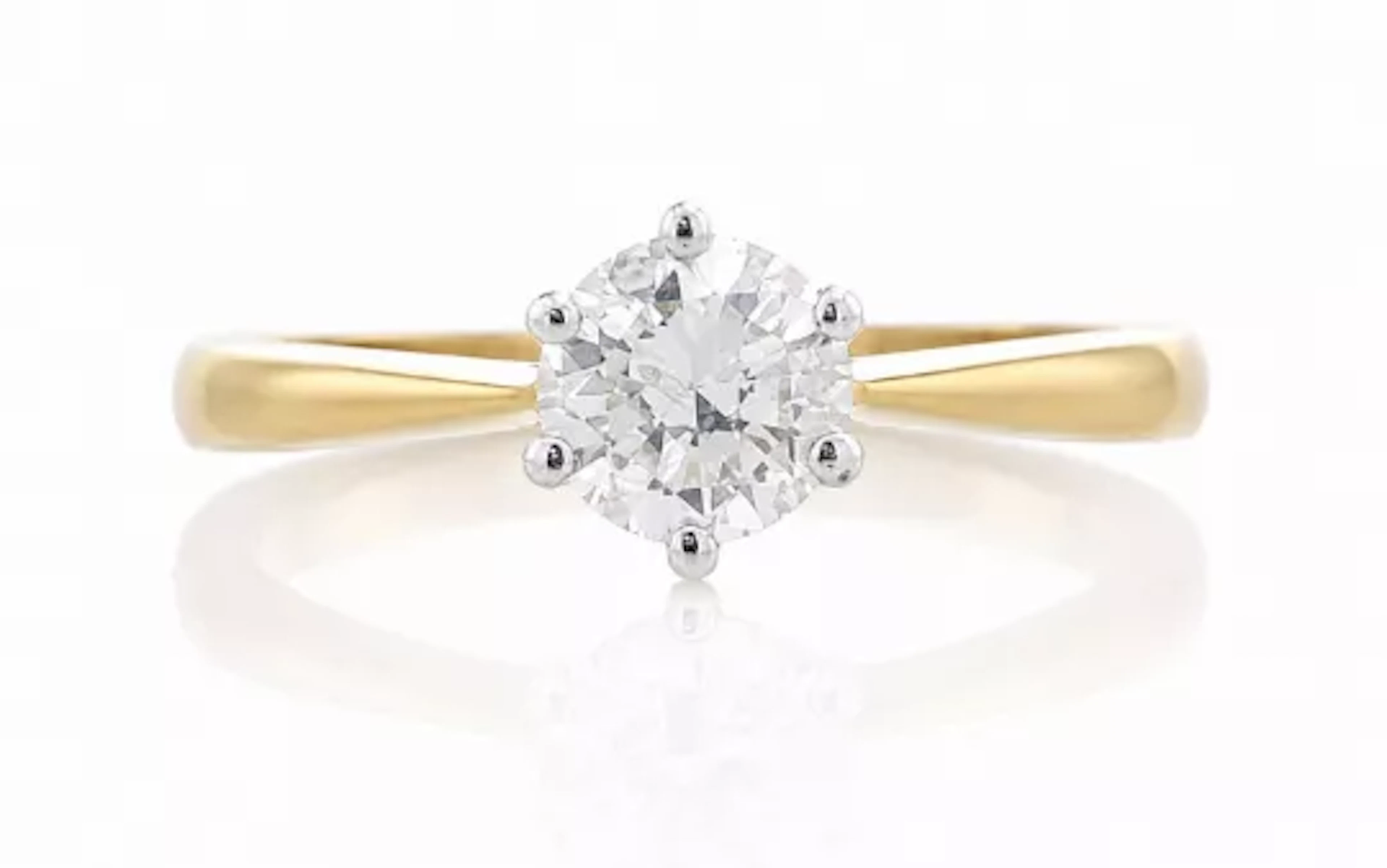 18ct Yellow Gold Single Stone Six Claw Set Diamond Ring 0.79 Carats