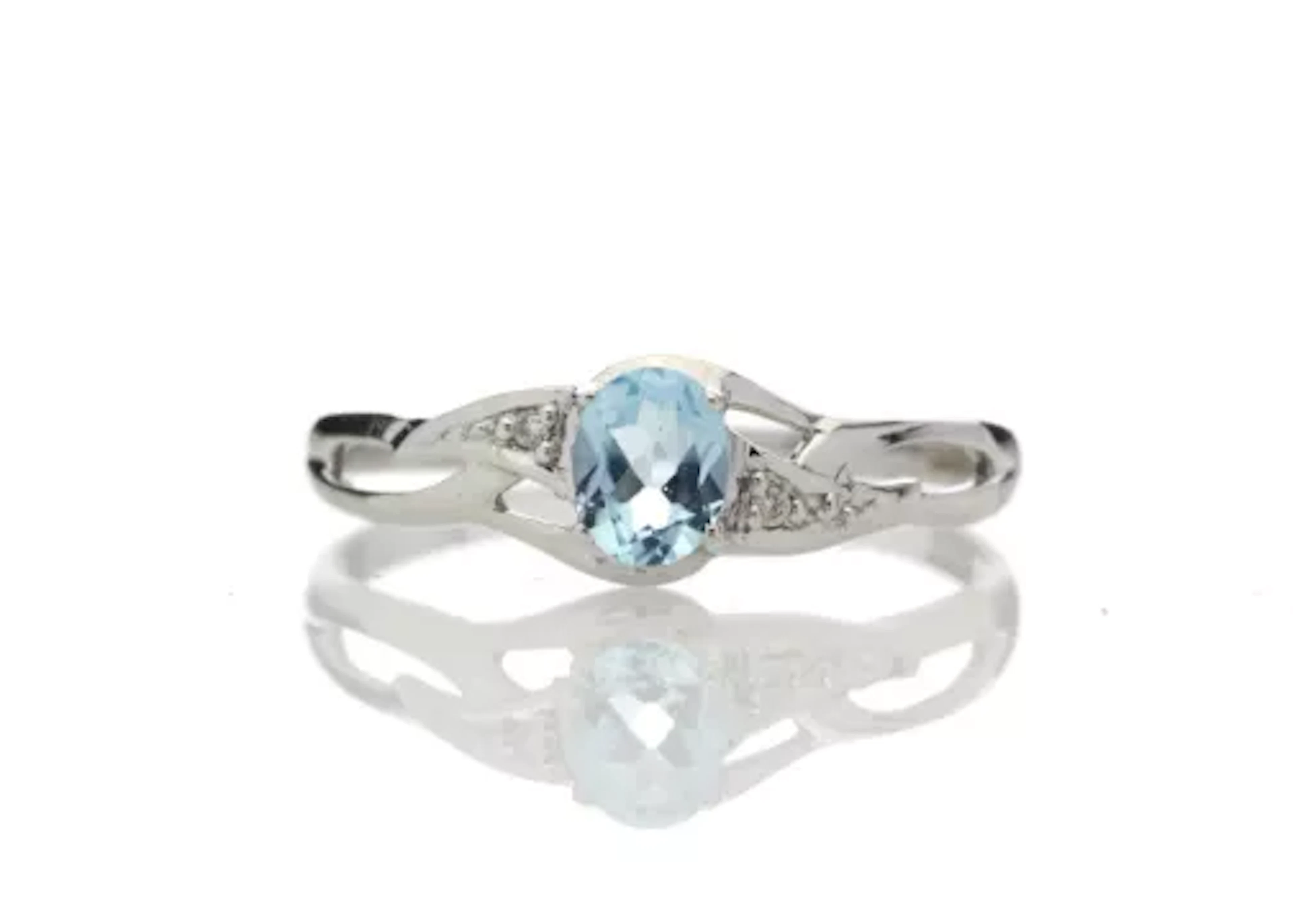 9ct White Gold Fancy Cluster Diamond And Blue Topaz Ring (BT0.50) 0.01 Carats