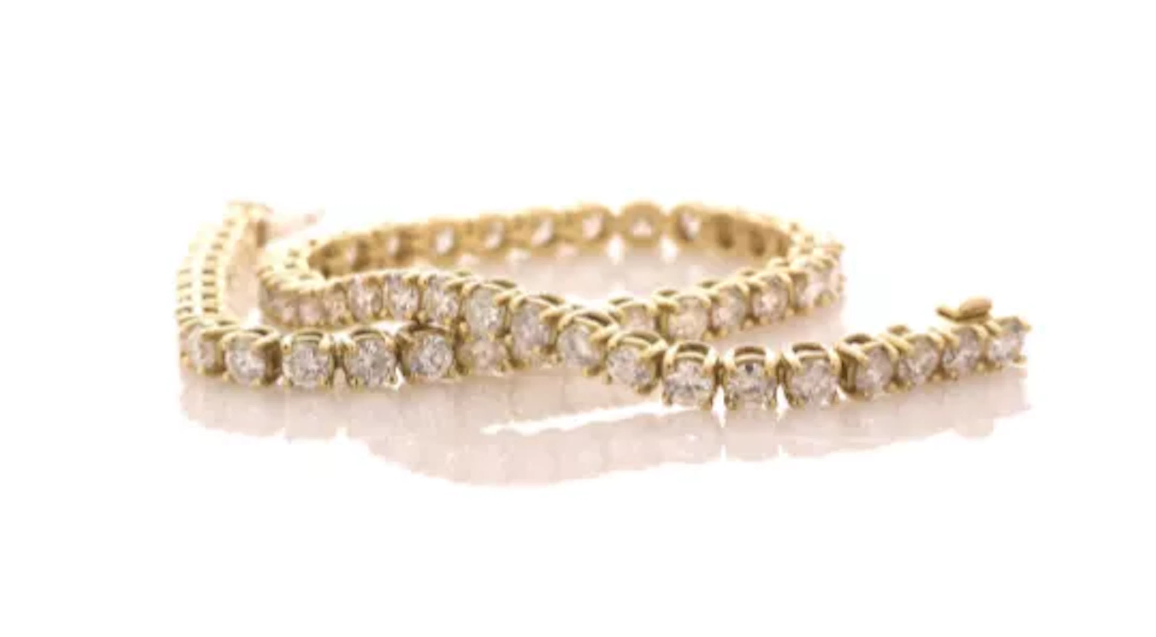 18ct Yellow Gold Tennis Diamond Bracelet 5.00 Carats