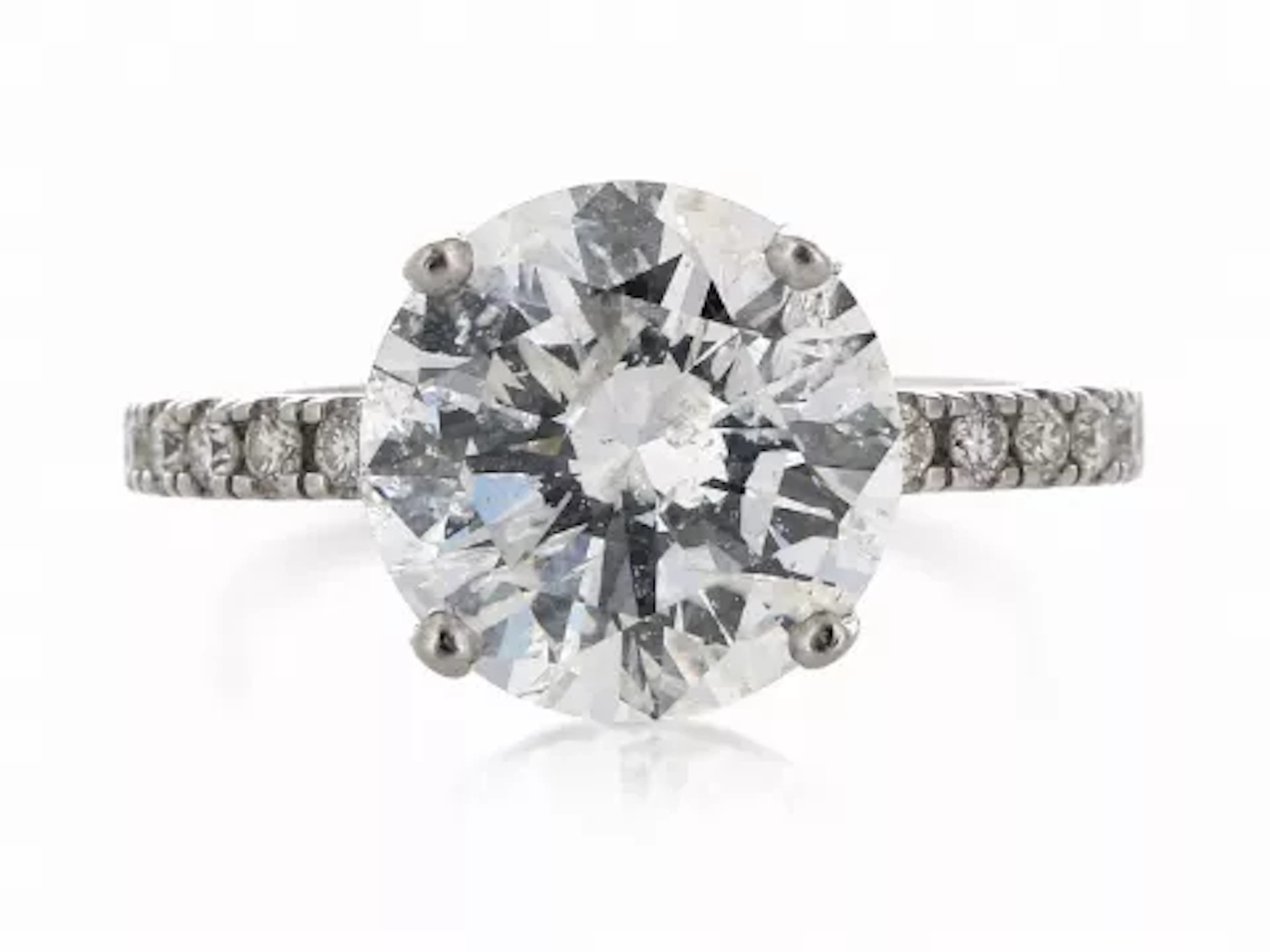 18ct White Gold Single Stone With Stone Set Shoulders Diamond Ring