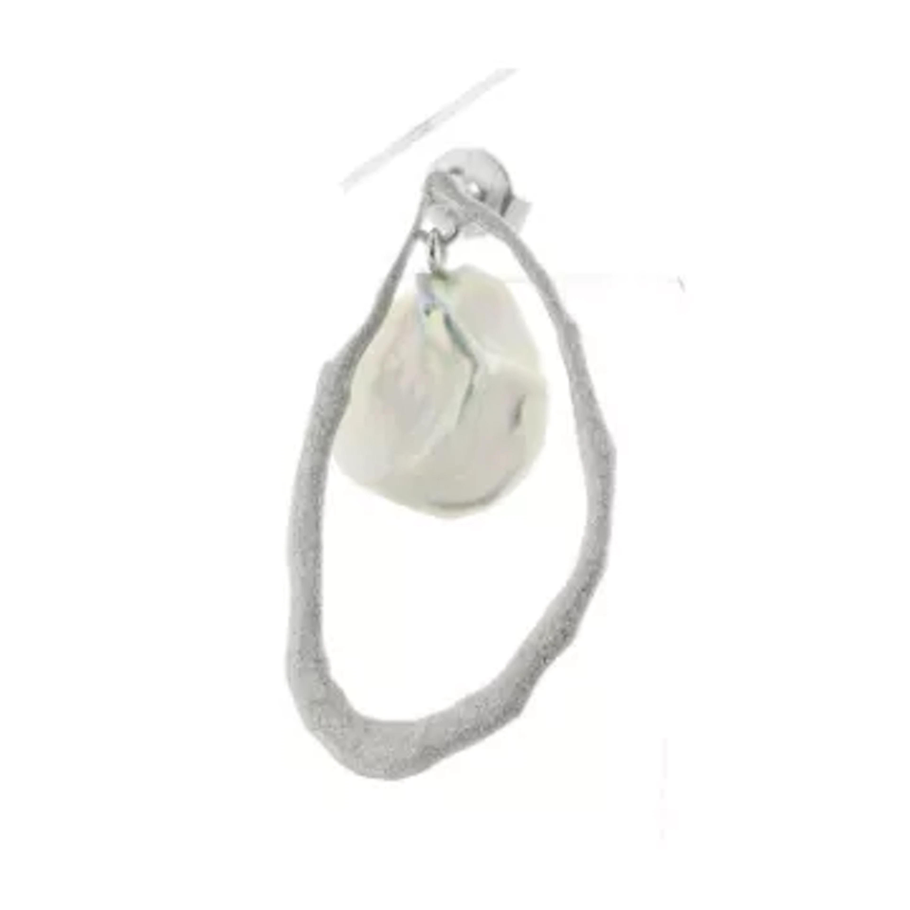 11.0 - 12.0mm Keshi White Pearl Silver Earrings