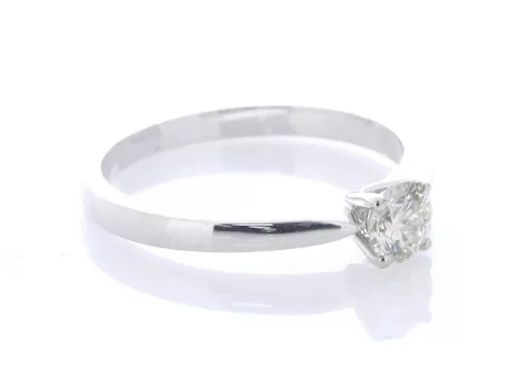 9ct White Gold Single Stone Claw Set Diamond Ring 0.40 Carats