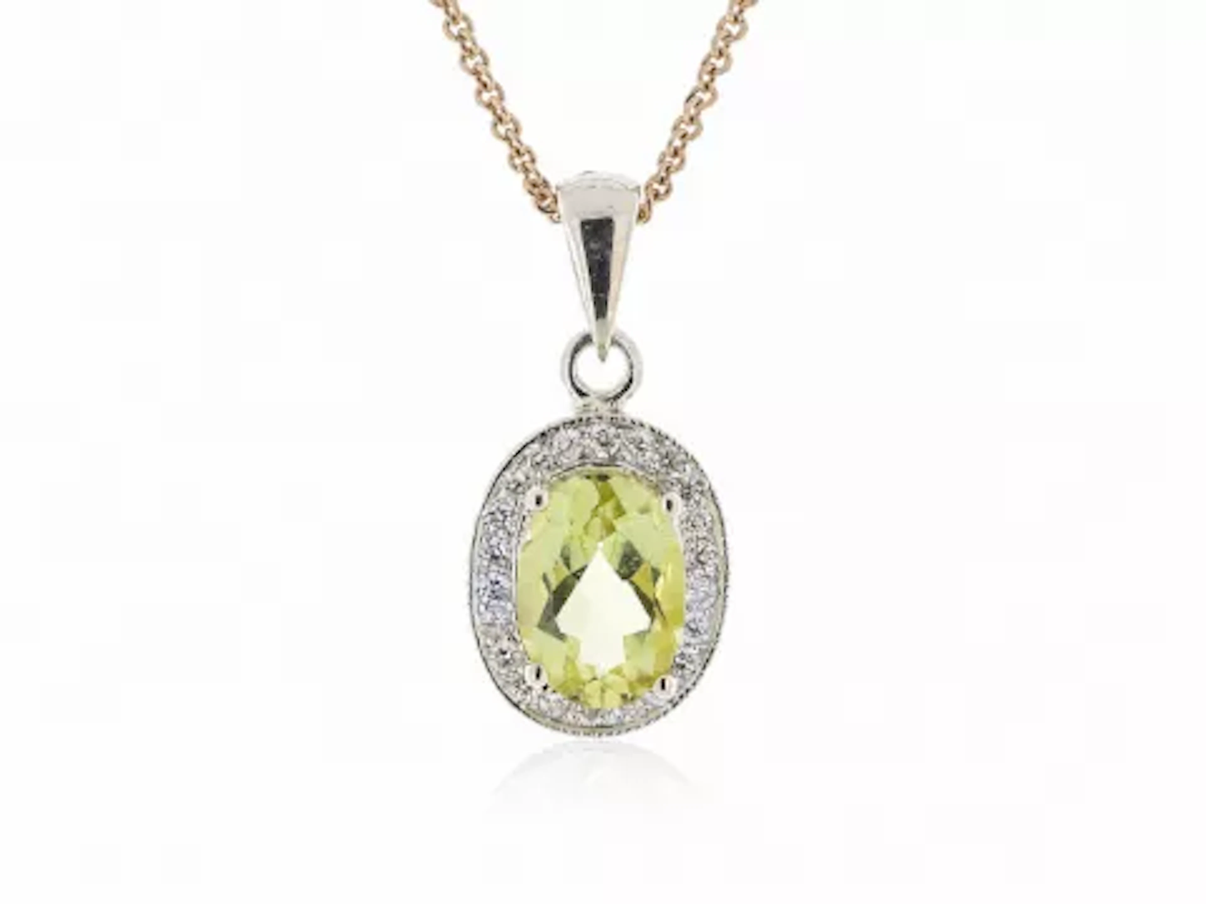9ct Yellow Gold Diamond And Lemon Quartz Pendant (LQ0.75) 0.11 Carats