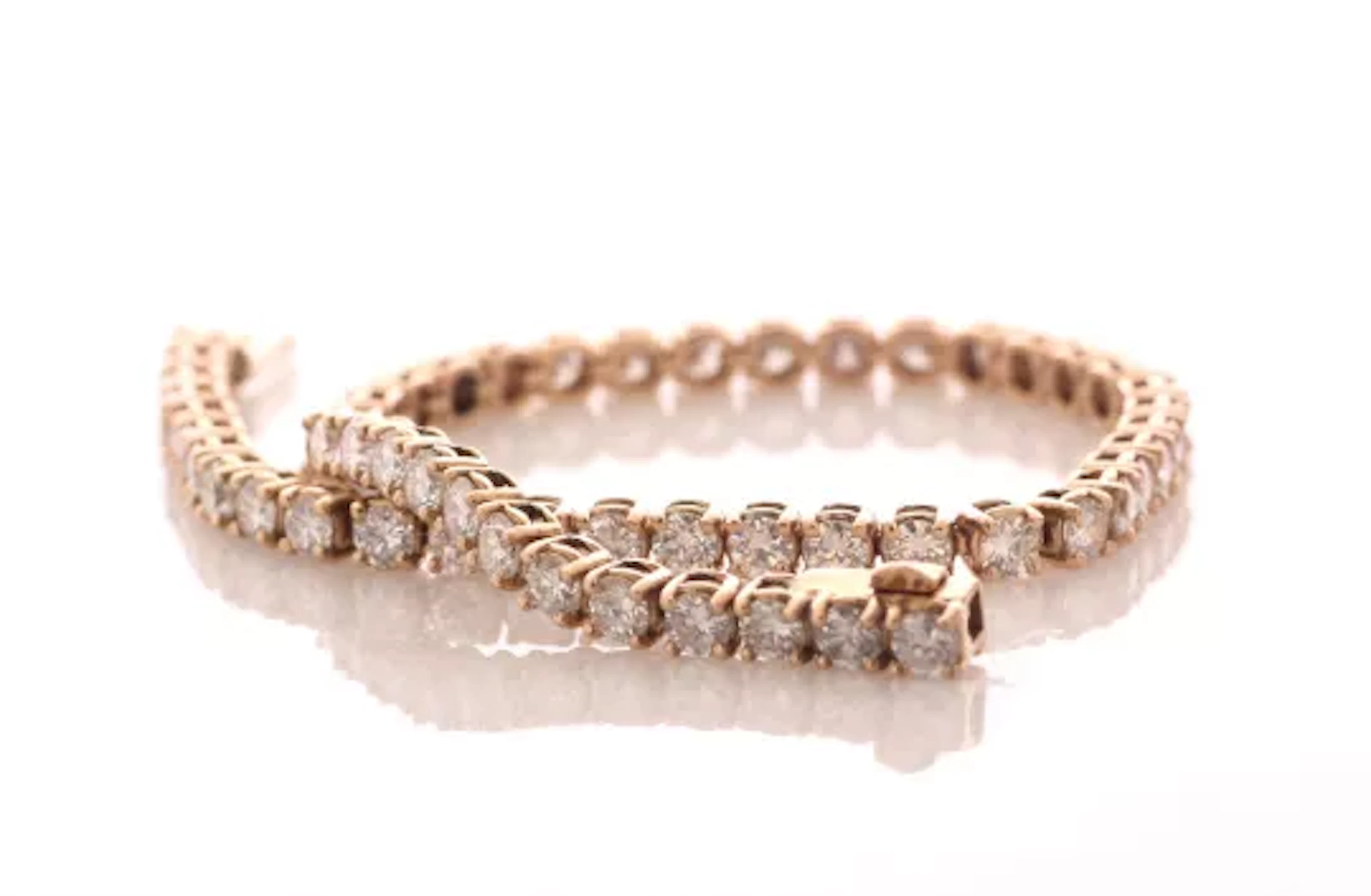 18ct Rose Gold Tennis Diamond Bracelet 5.00 Carats