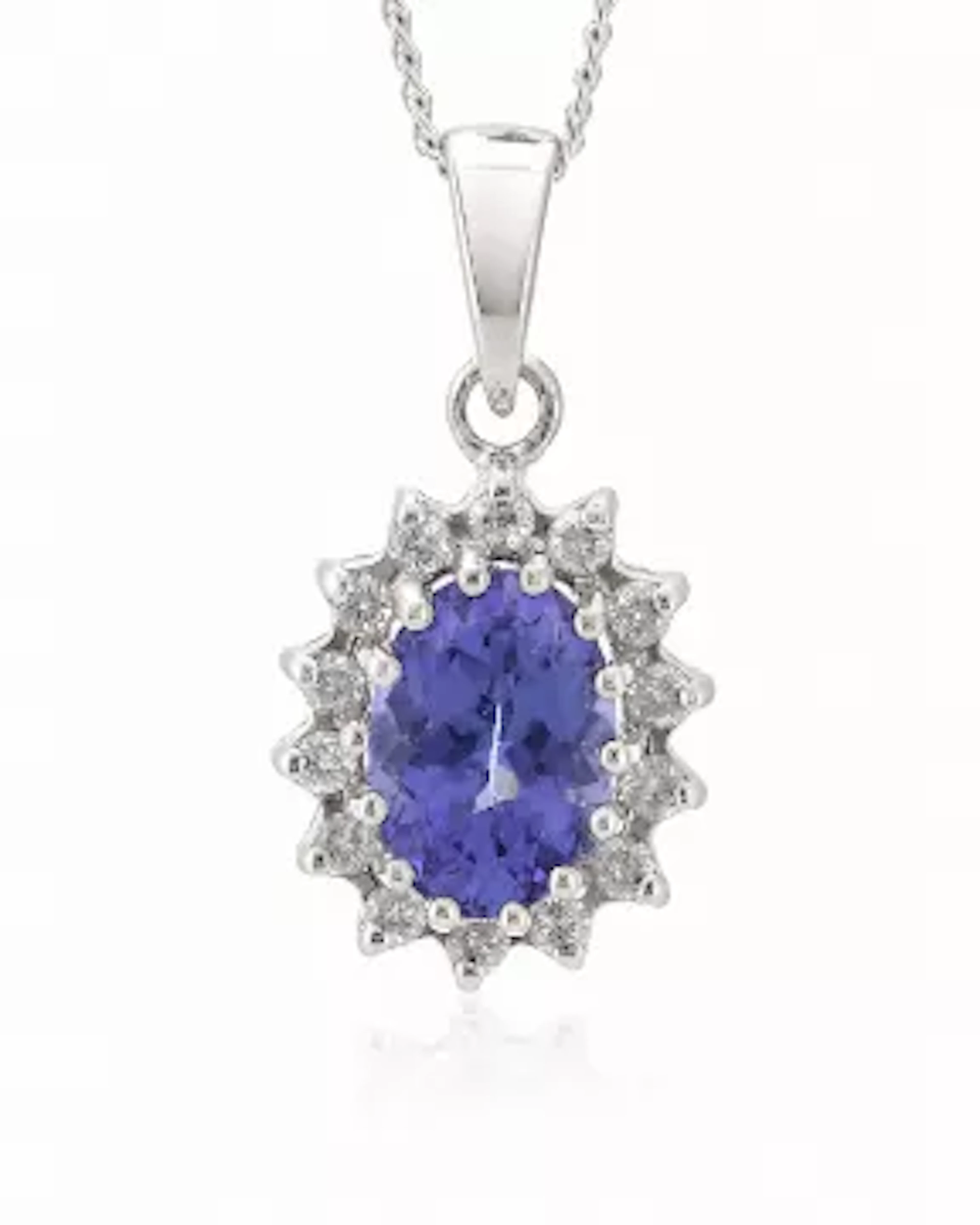 9ct White Gold Diamond And Tanzanite Pendant (T0.84) 0.14 Carats