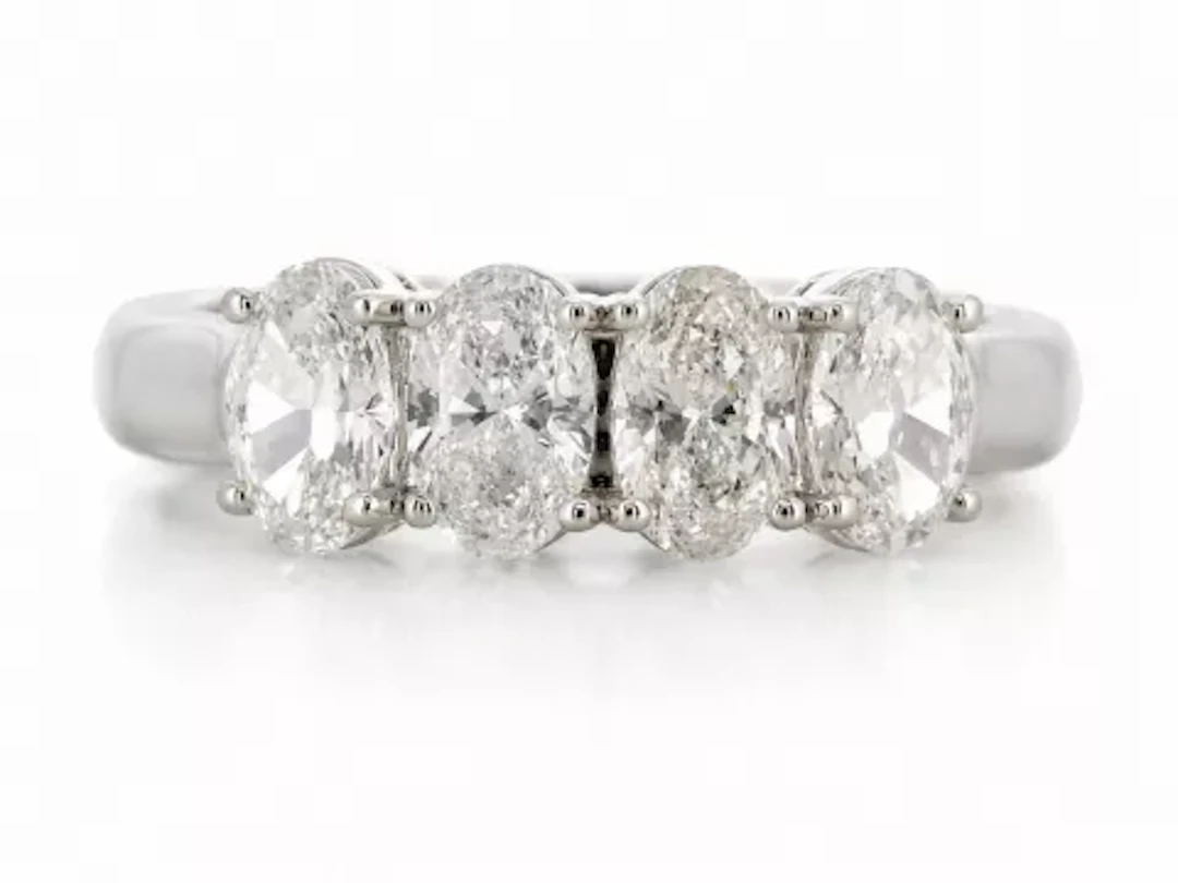 18ct White Gold Four Stone Oval Diamond Ring 1.50 Carats