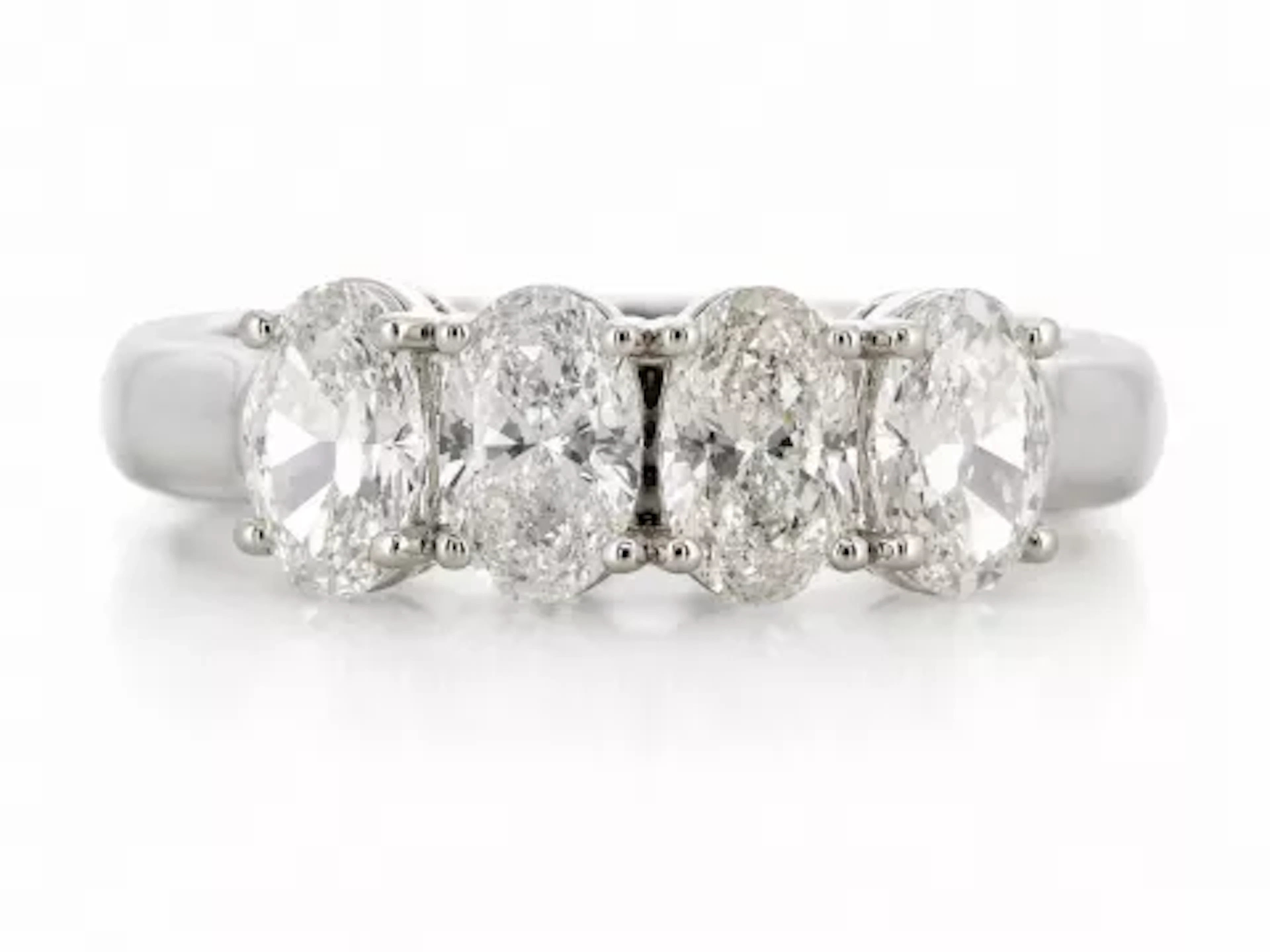 18ct White Gold Four Stone Oval Diamond Ring 1.50 Carats