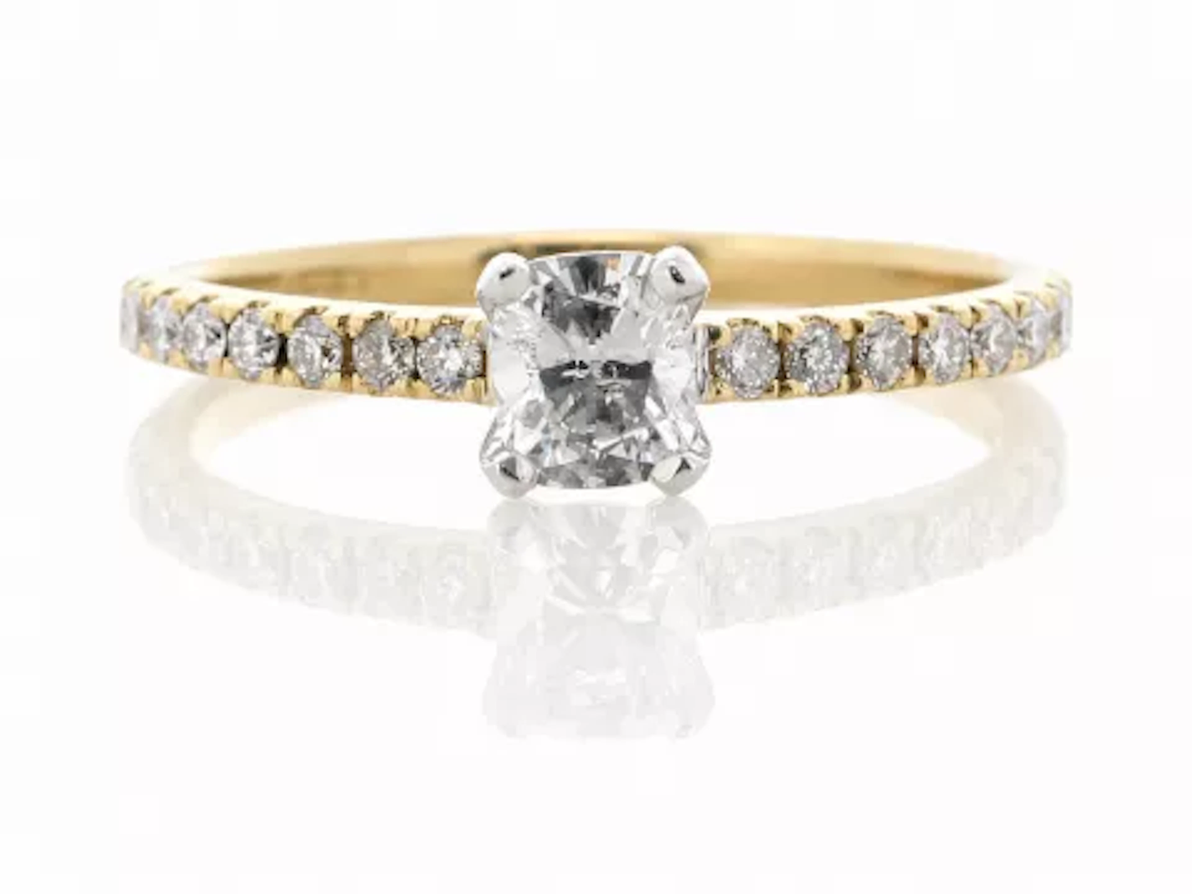 18ct Yellow Gold Single Stone Claw Set With Stone Set Shoulders Diamond Ring