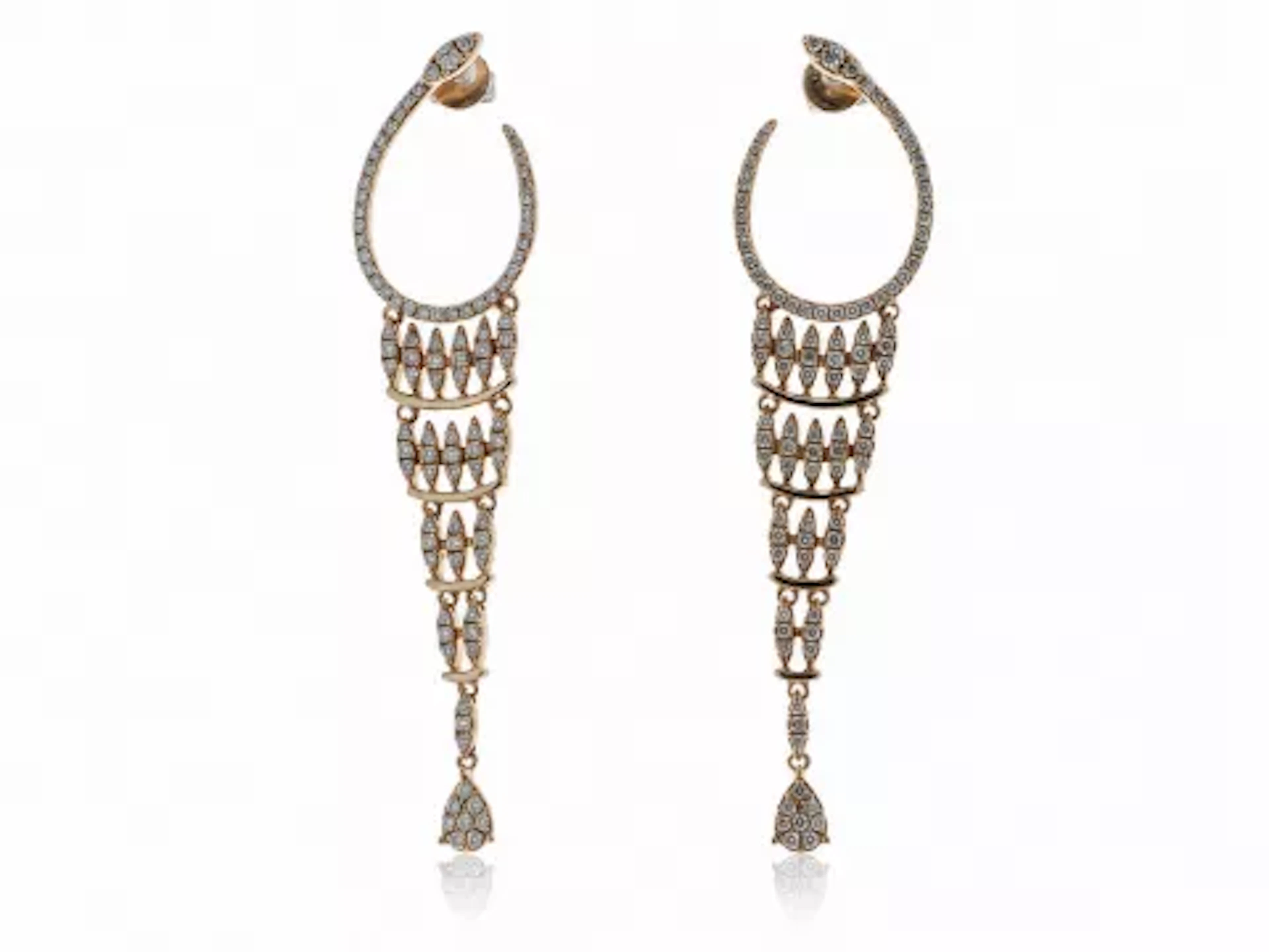 14ct Rose Gold Fancy Diamond Earring 1.49 Carats