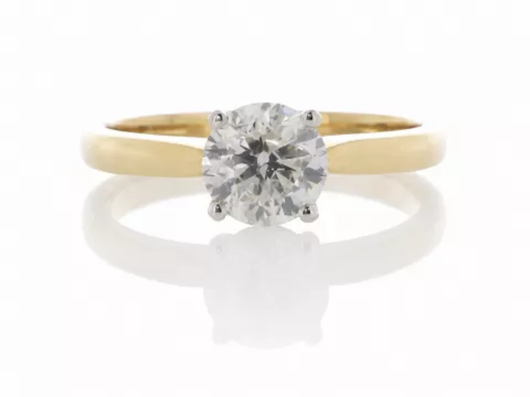 18ct Yellow Gold Single Stone Prong Set Diamond Ring 1.30 Carats