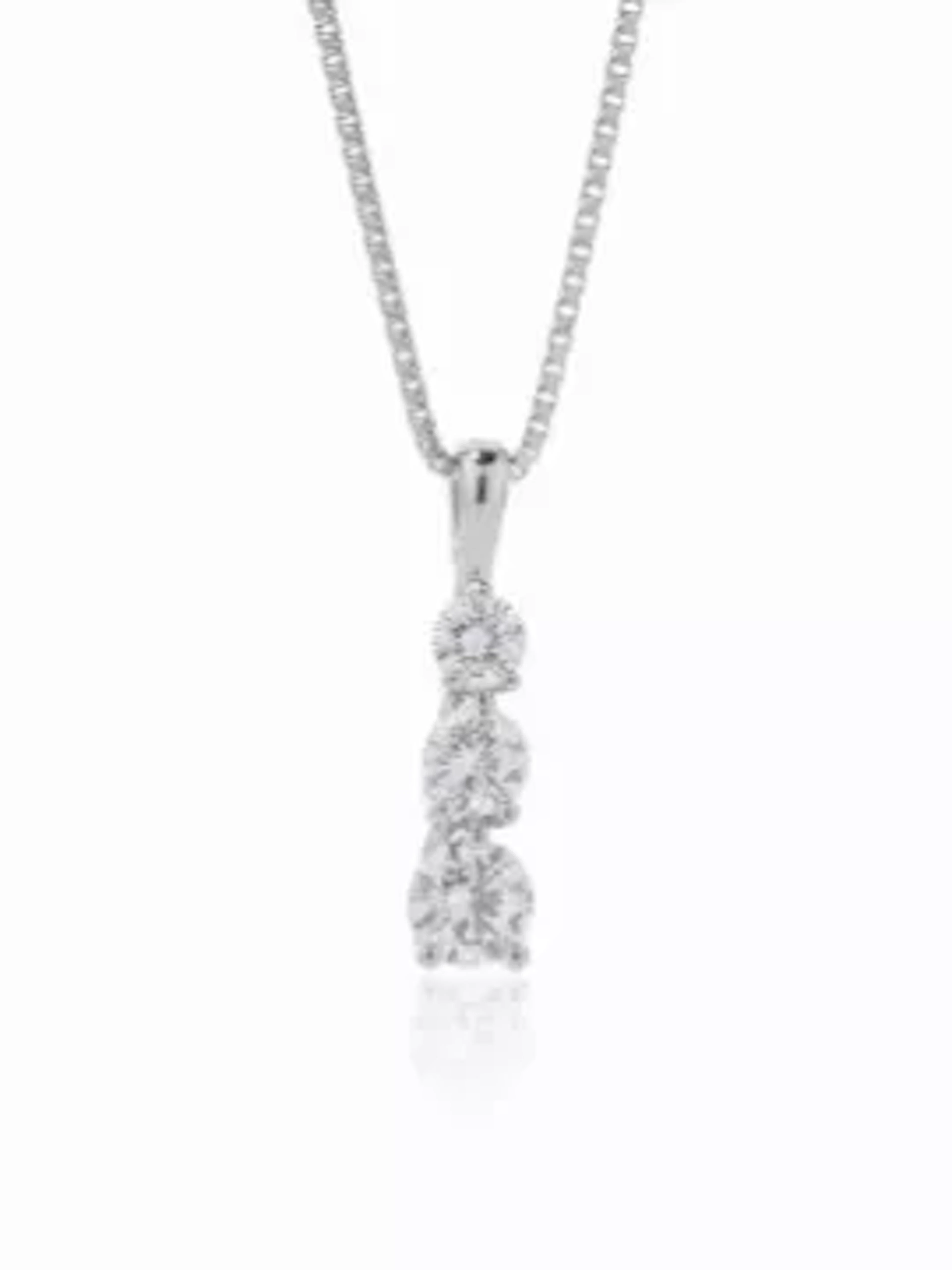 Platinum Three Stone Claw Set Diamond Pendant And Chain 0.50 Carats