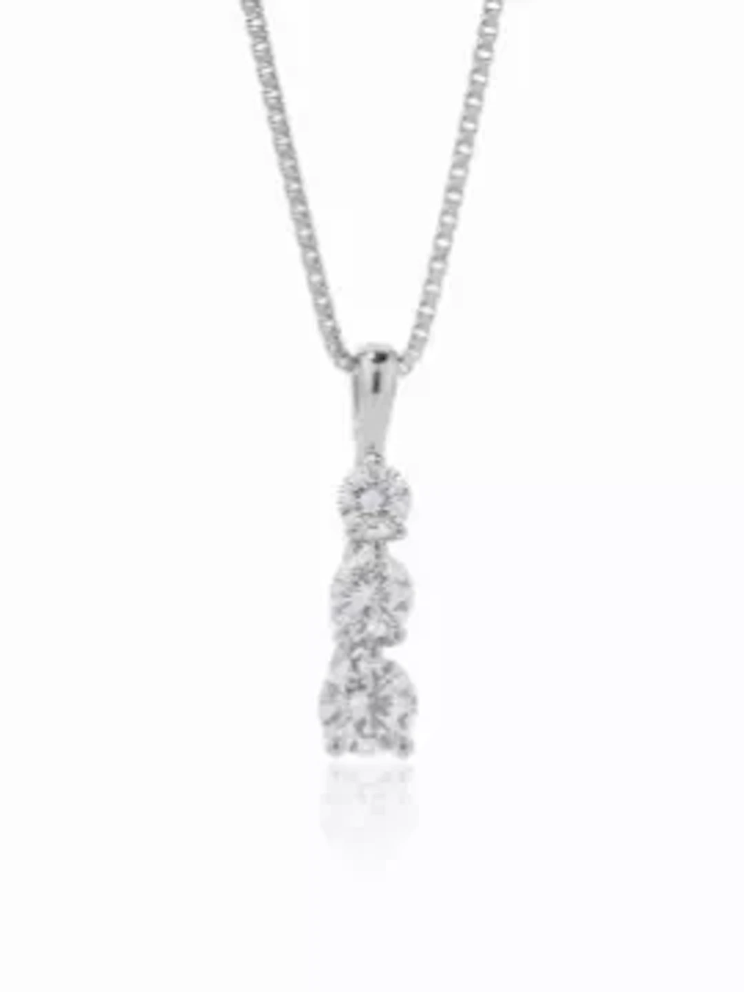 Platinum Three Stone Claw Set Diamond Pendant And Chain 0.50 Carats