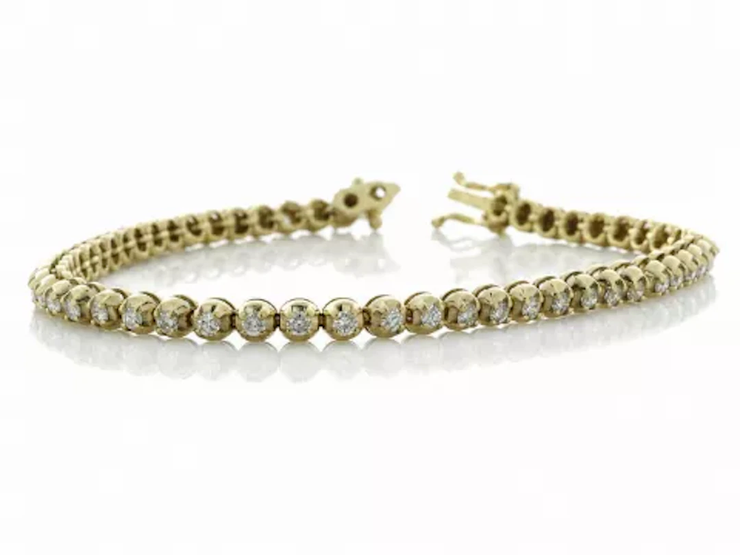 18ct Yellow Gold Tennis Diamond Bracelet 1.86 Carats