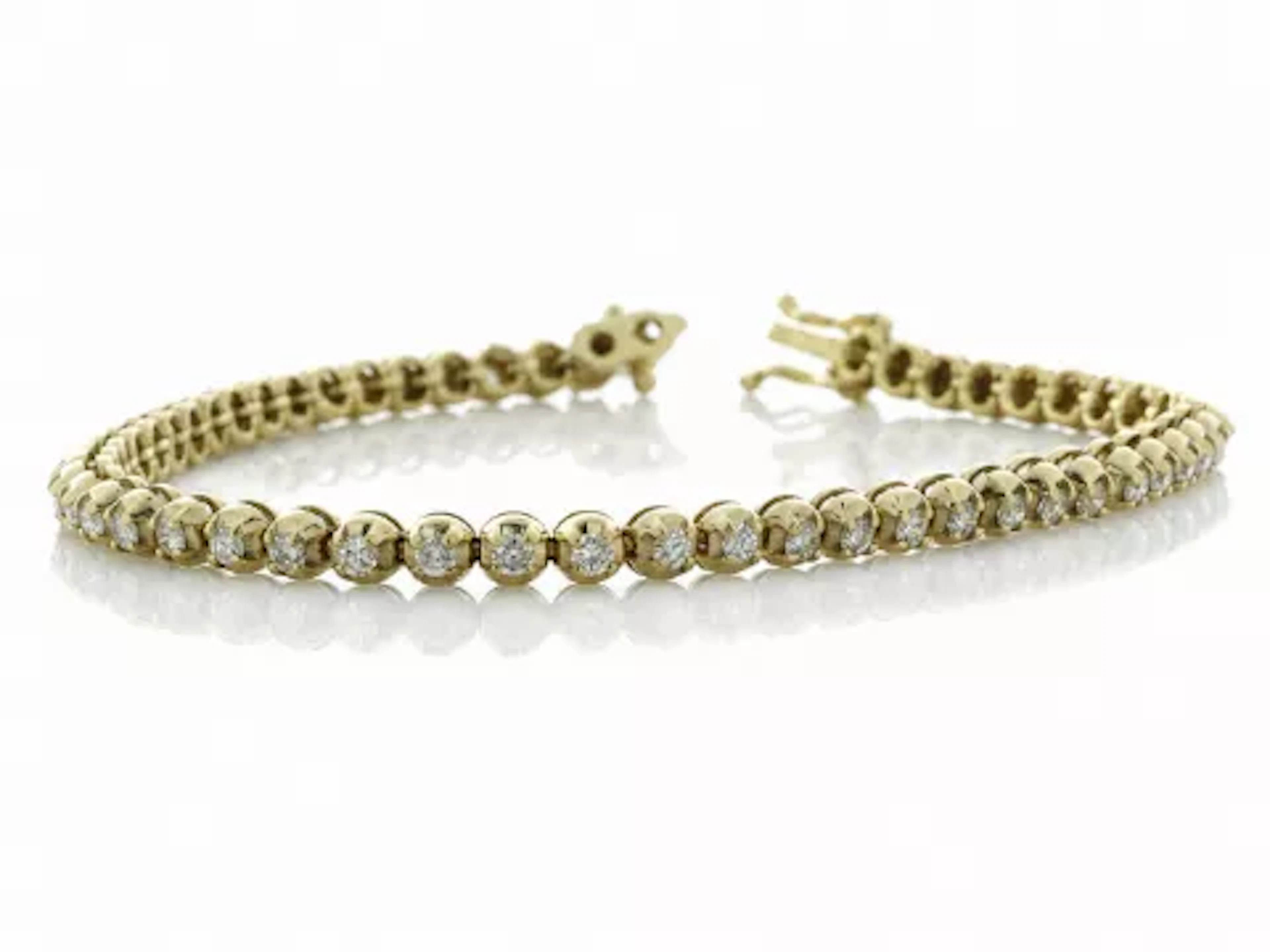 18ct Yellow Gold Tennis Diamond Bracelet 1.86 Carats