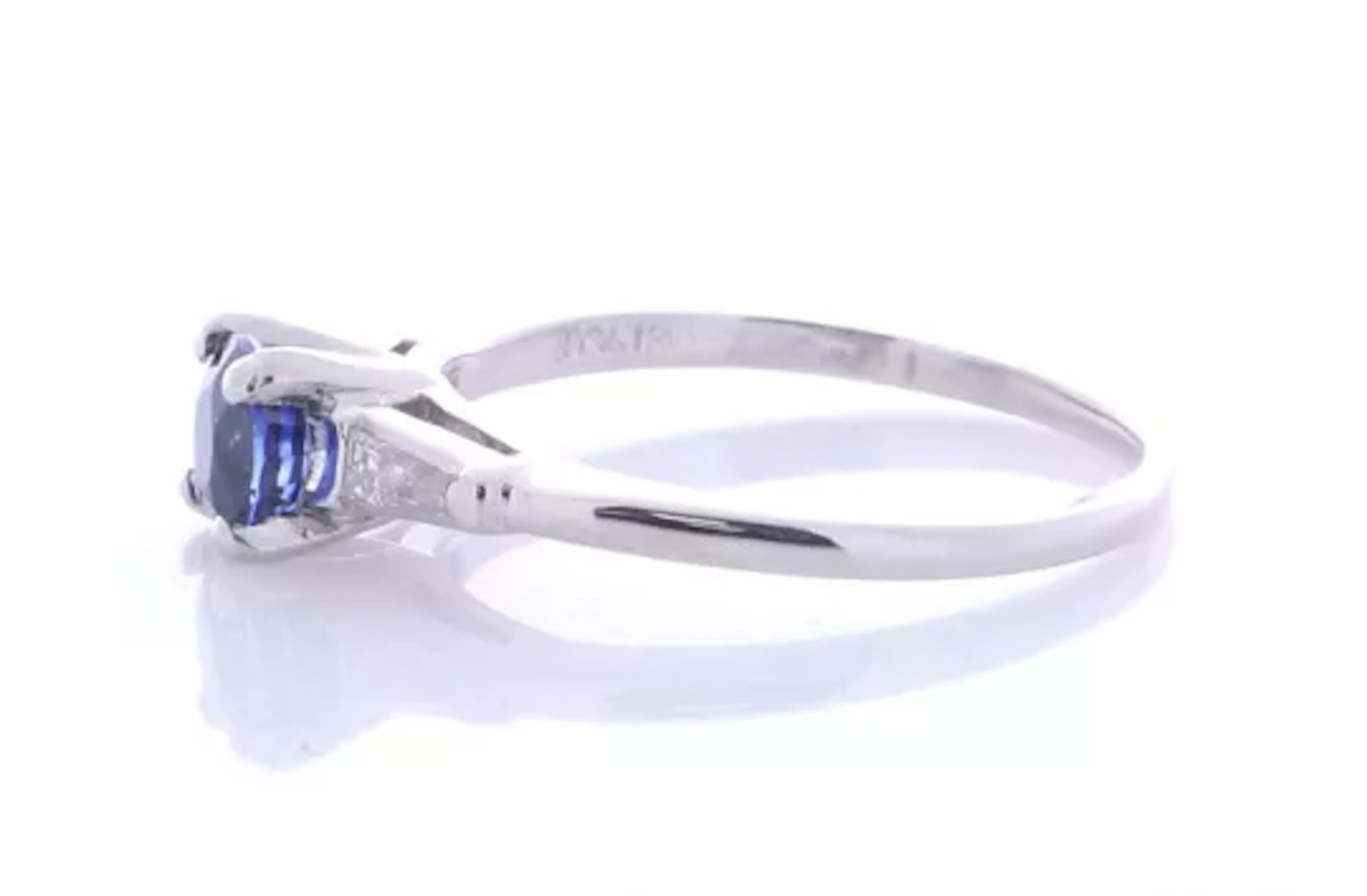 Platinum Ladies Dress Diamond And Sapphire Ring (S1.02) 0.20 Carats