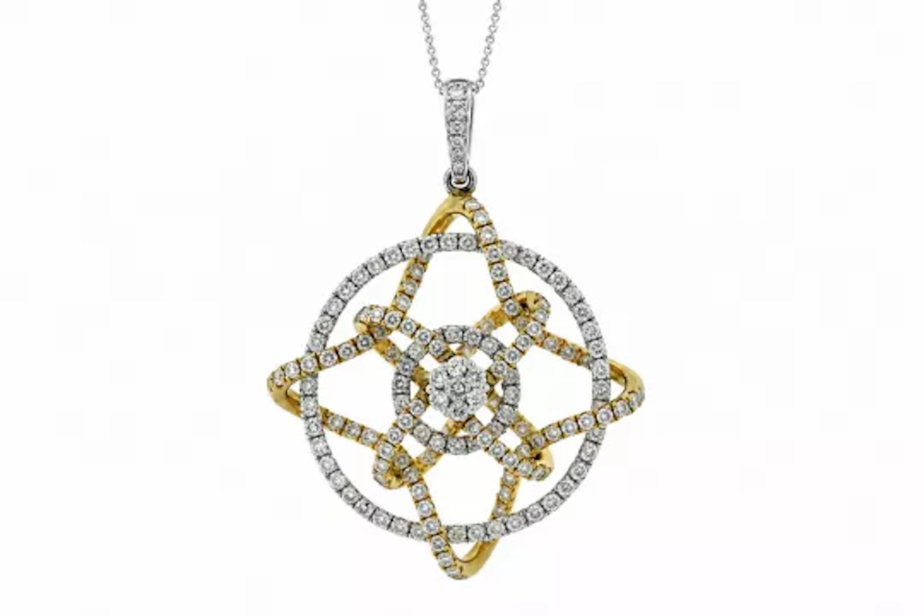 14ct Gold Round Cluster Diamond Pendant 2.50 Carats