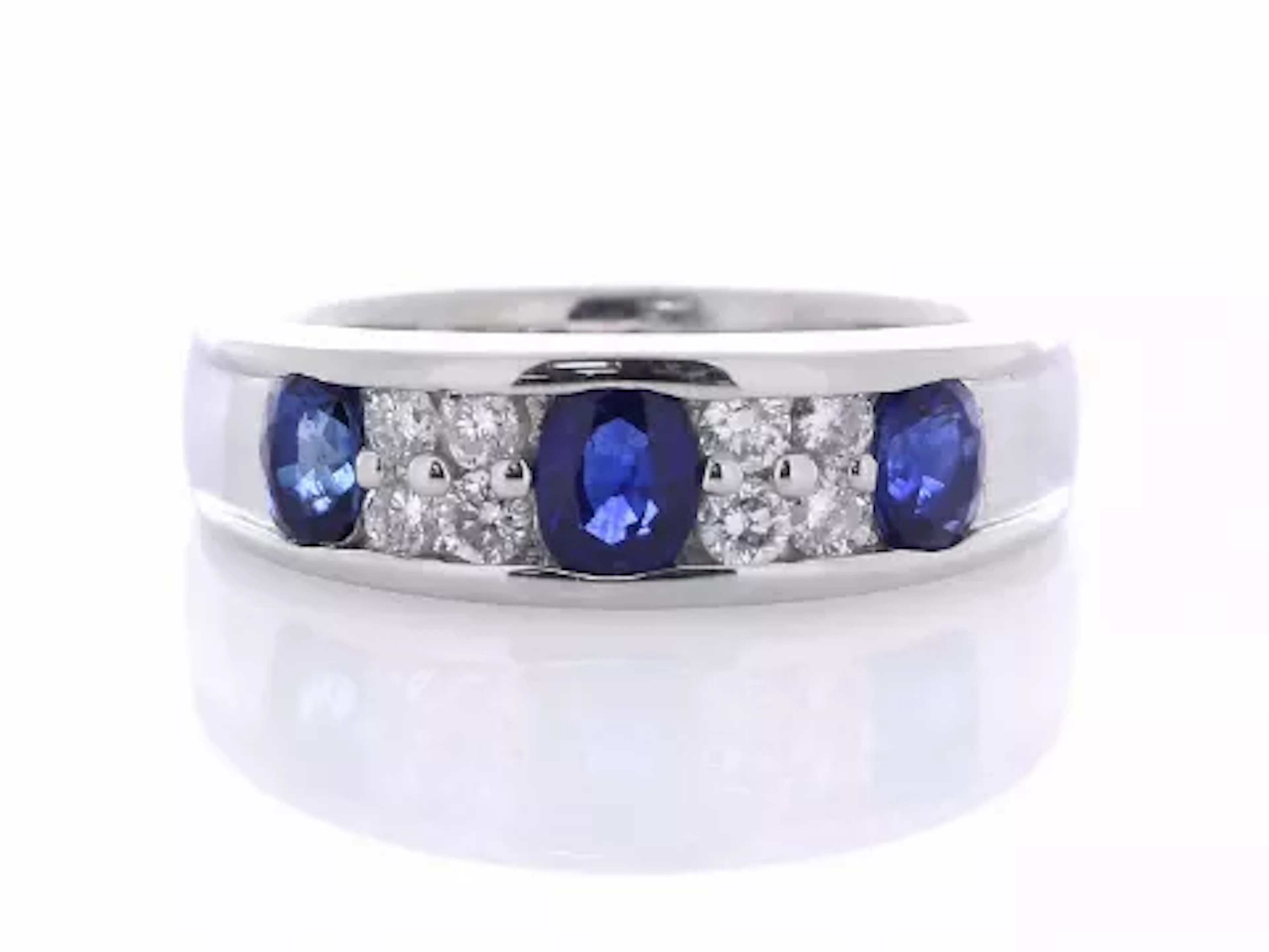 Platinum Semi Eternity Diamond And Sapphire Ring (S0.93) 0.24 Carats