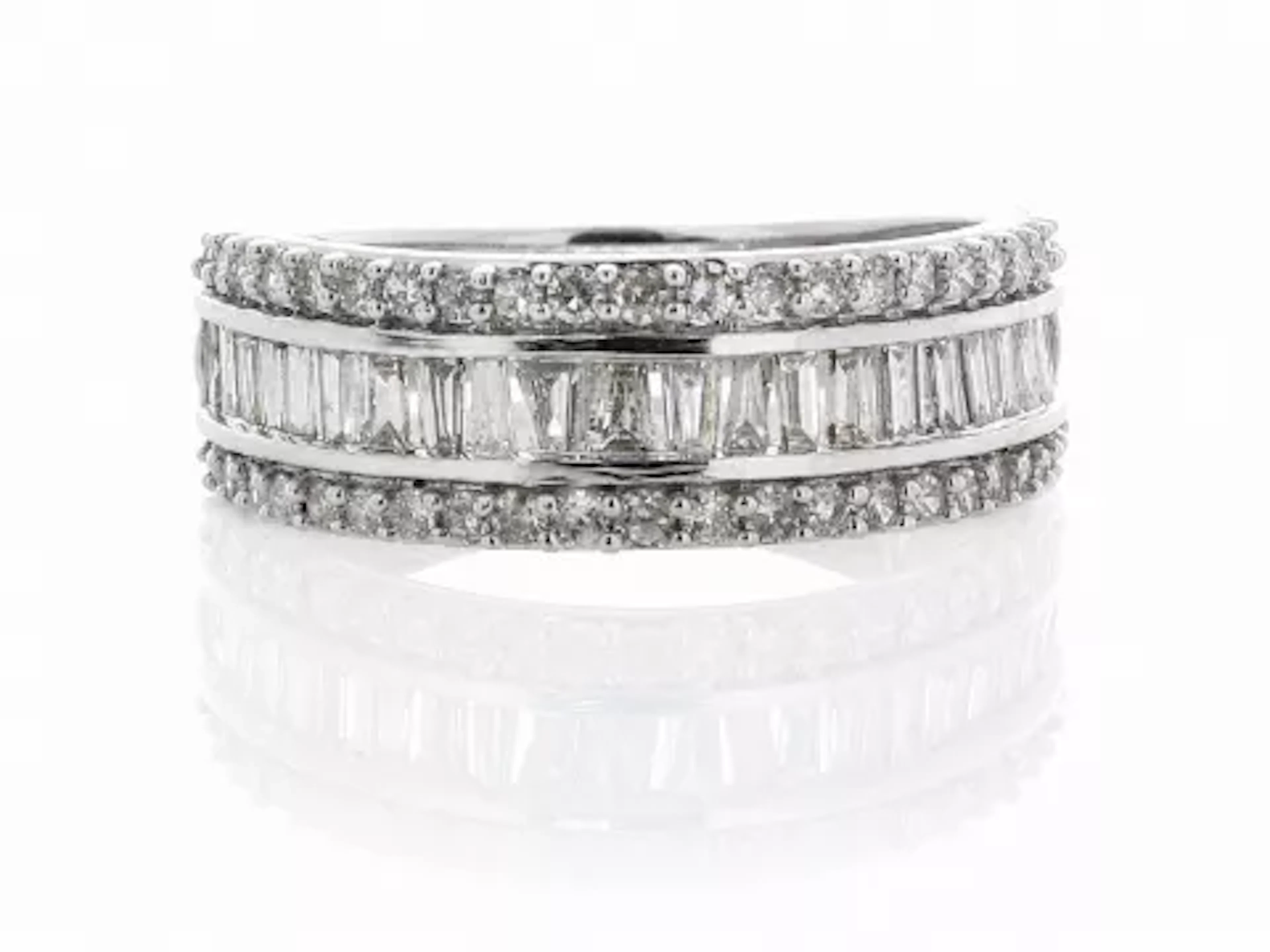 14ct White Gold Semi Eternity Fancy Diamond Ring 1.00 Carats