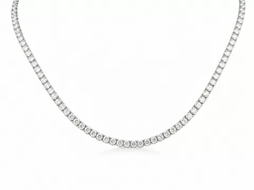 18ct White Gold Tennis Diamond Collarate 18" 6.76 Carats