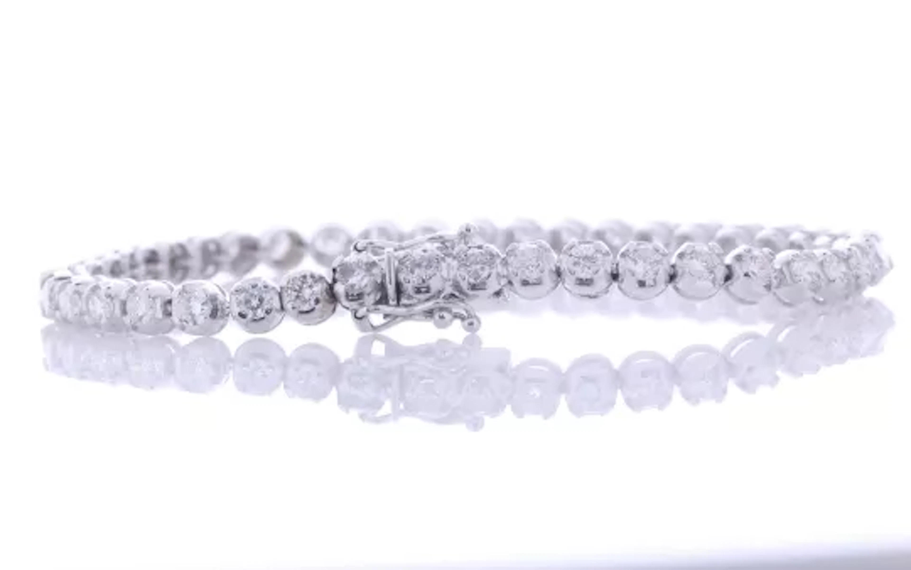 18ct White Gold Tennis Diamond Bracelet 5.00 Carats