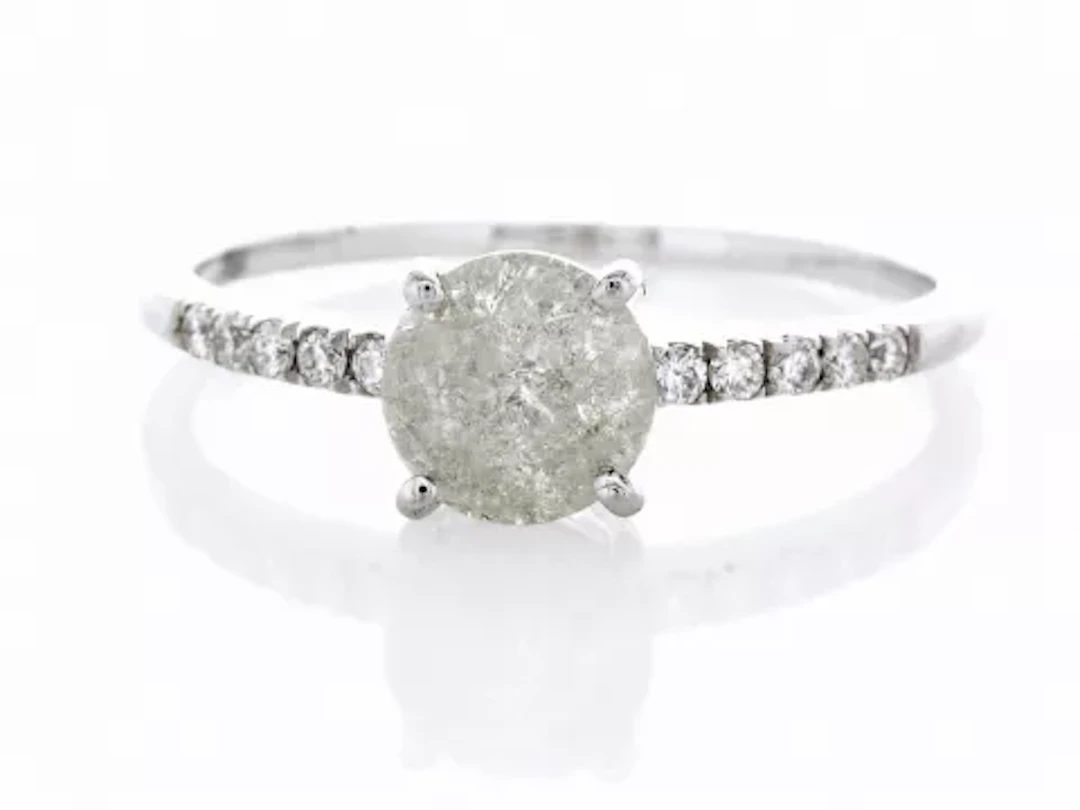 18ct White Gold Single Stone Prong Set With Stone Set Shoulders Diamond