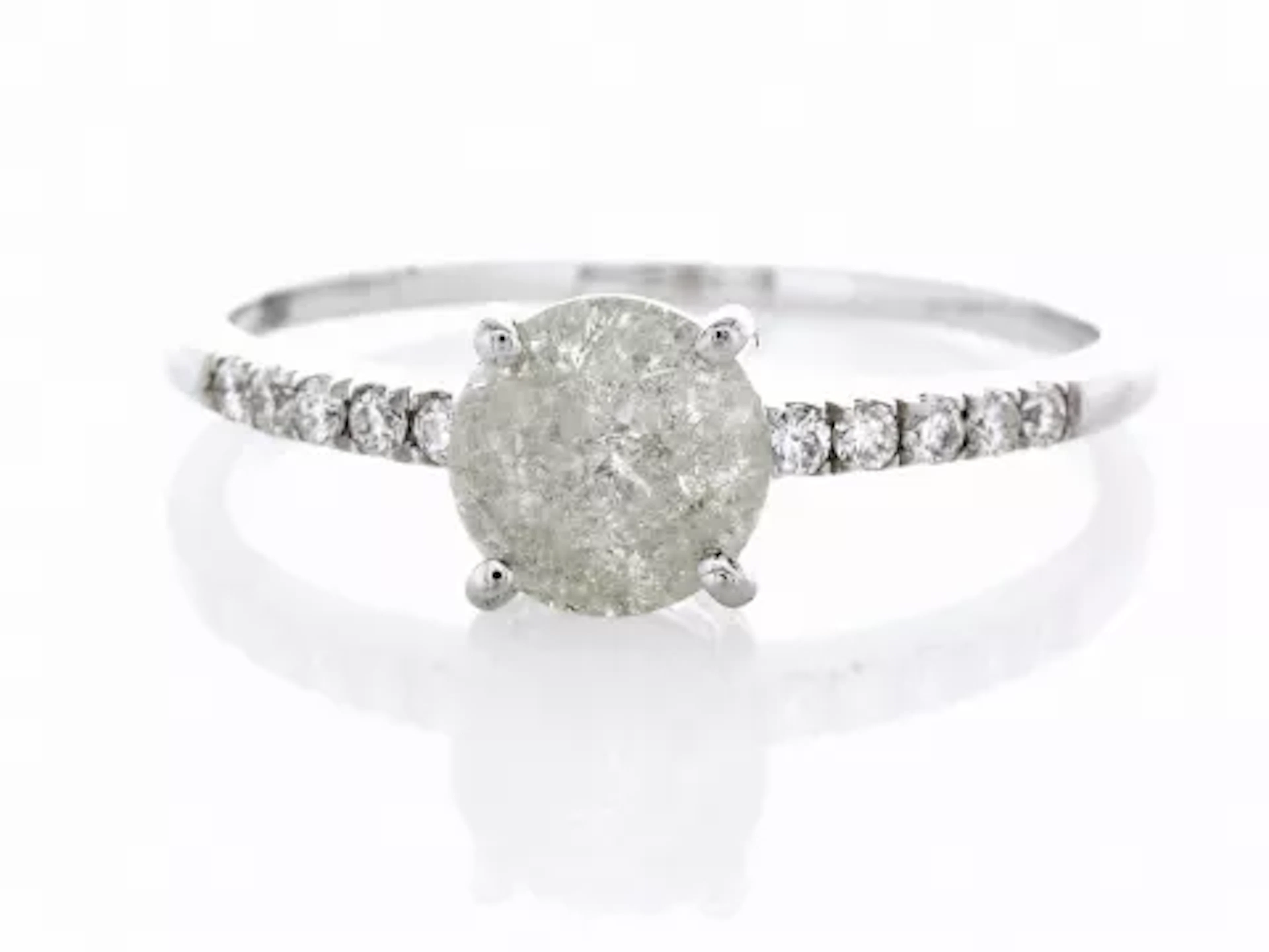 18ct White Gold Single Stone Prong Set With Stone Set Shoulders Diamond