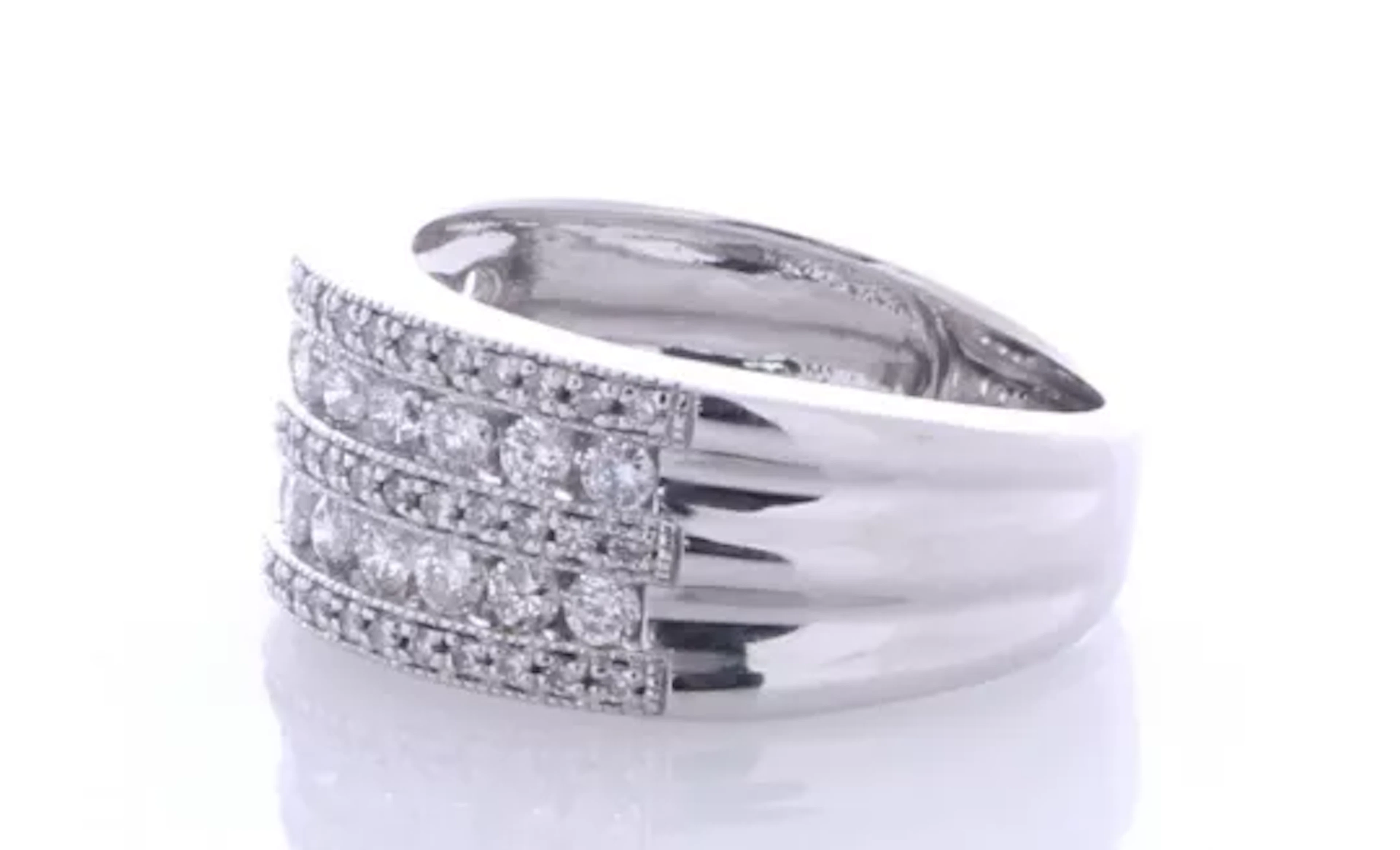 14ct White Gold Semi Eternity Fancy Diamond Ring 1.00 Carats