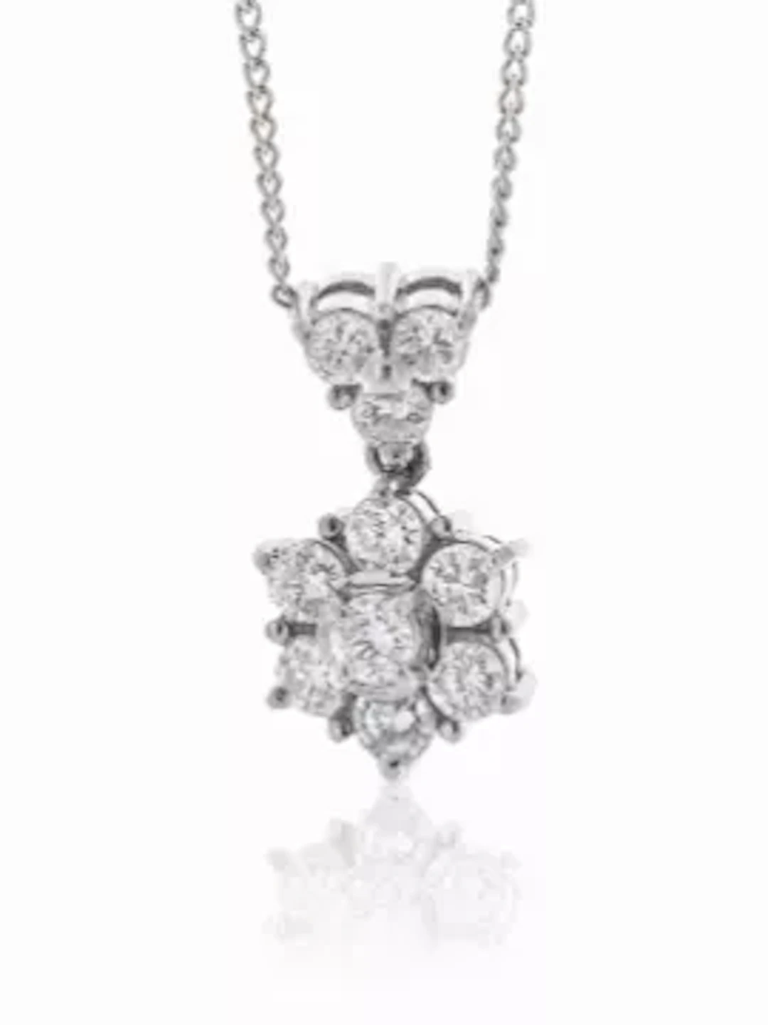 Platinum Flower Cluster Diamond Pendant And Chain 1.00 Carats