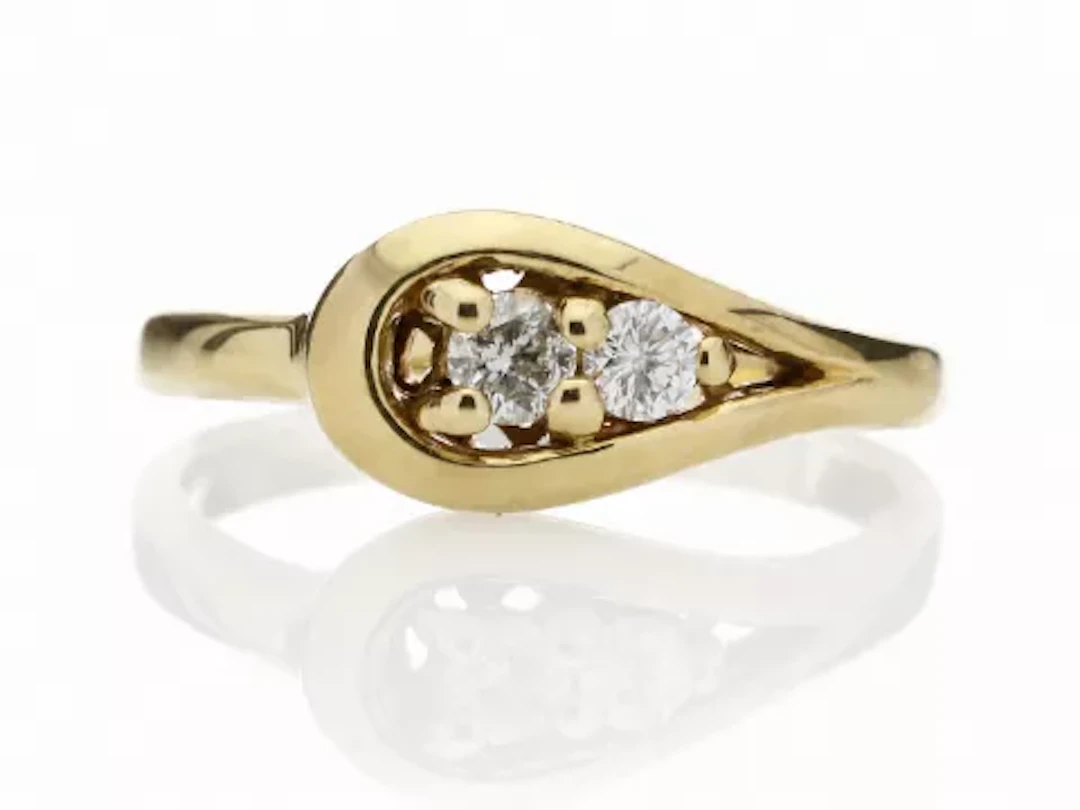 9ct Two Stone Claw Set Diamond Ring 0.18 Carats
