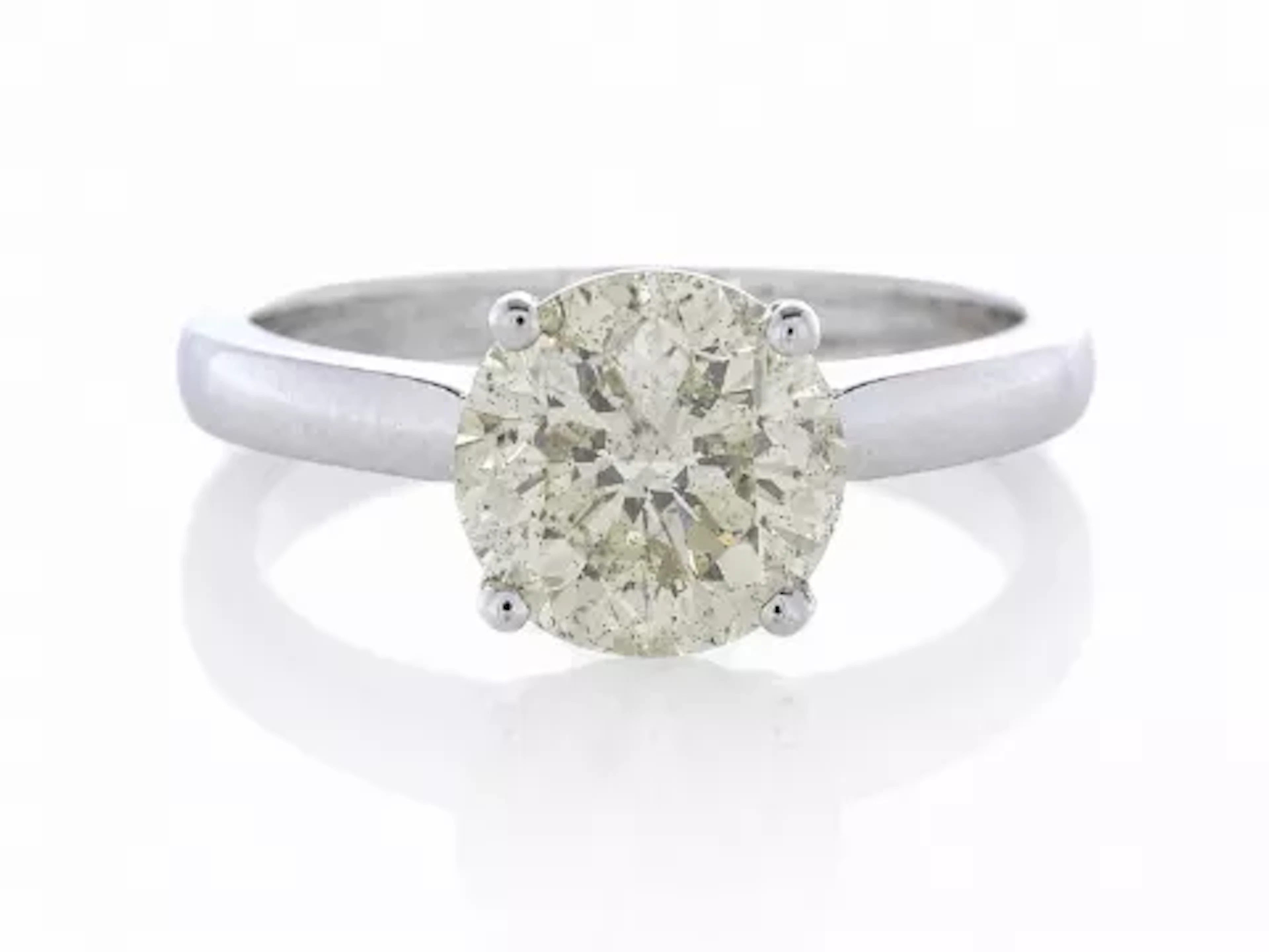 18ct White Gold Single Stone Rex Set Diamond Ring 2.29 Carats