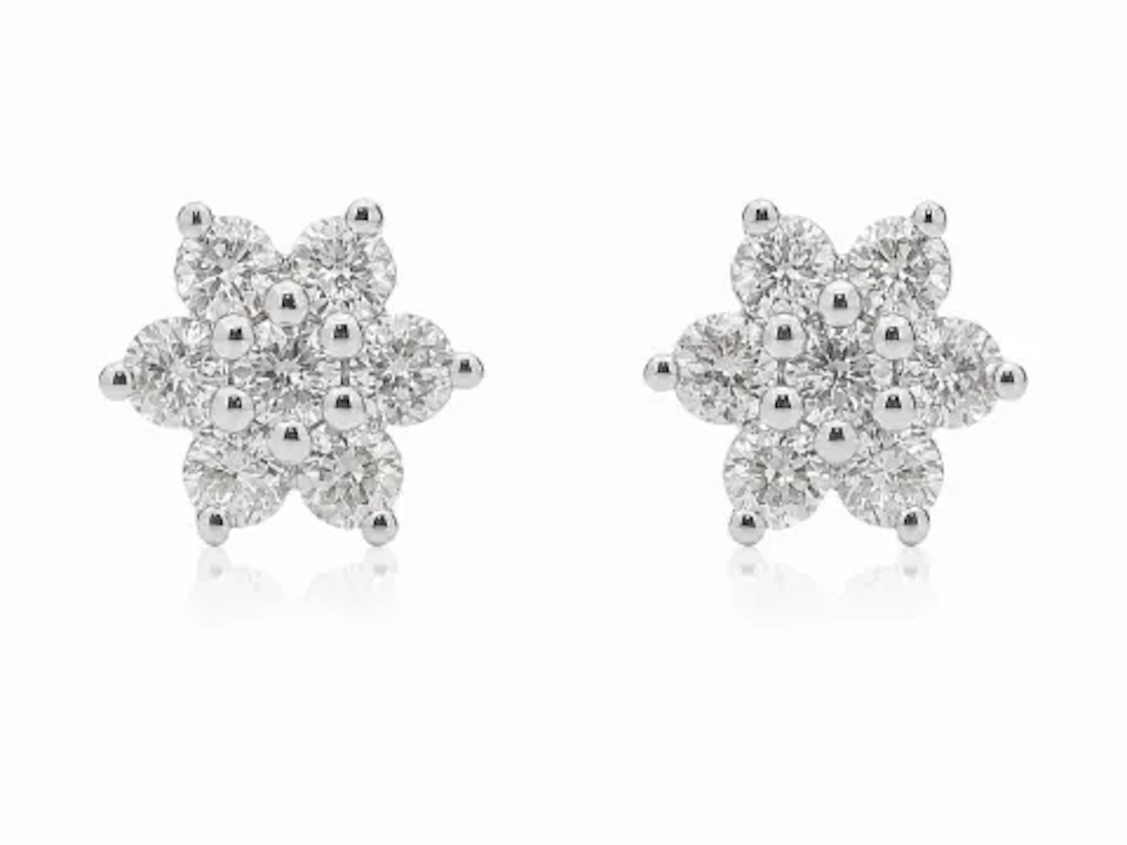 9ct White Gold Diamond Flower Earring 0.45 Carats