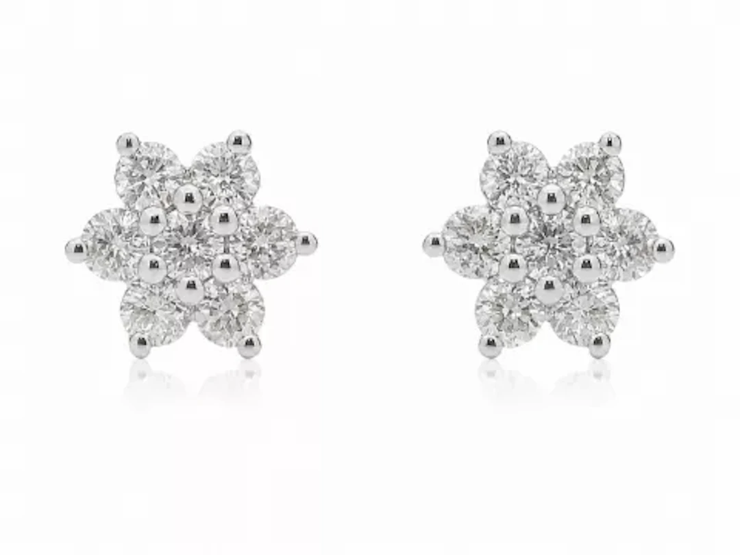 9ct White Gold Diamond Flower Earring 0.45 Carats