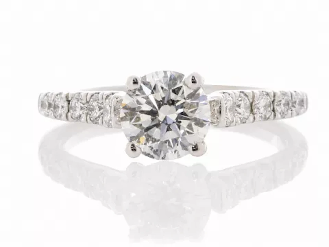 18ct White Gold Single Stone Prong Set With Stone Set Shoulders Diamond