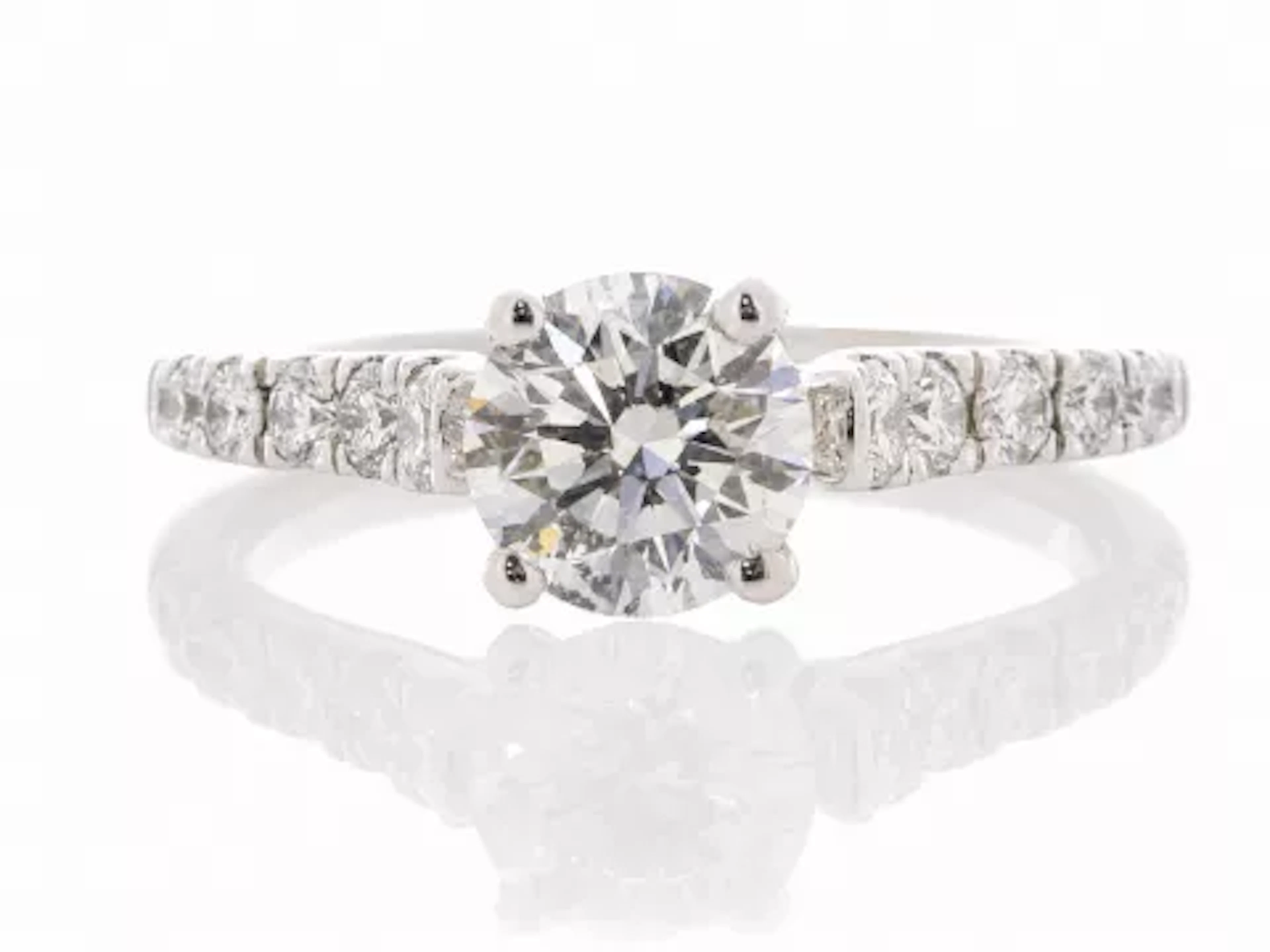 18ct White Gold Single Stone Prong Set With Stone Set Shoulders Diamond