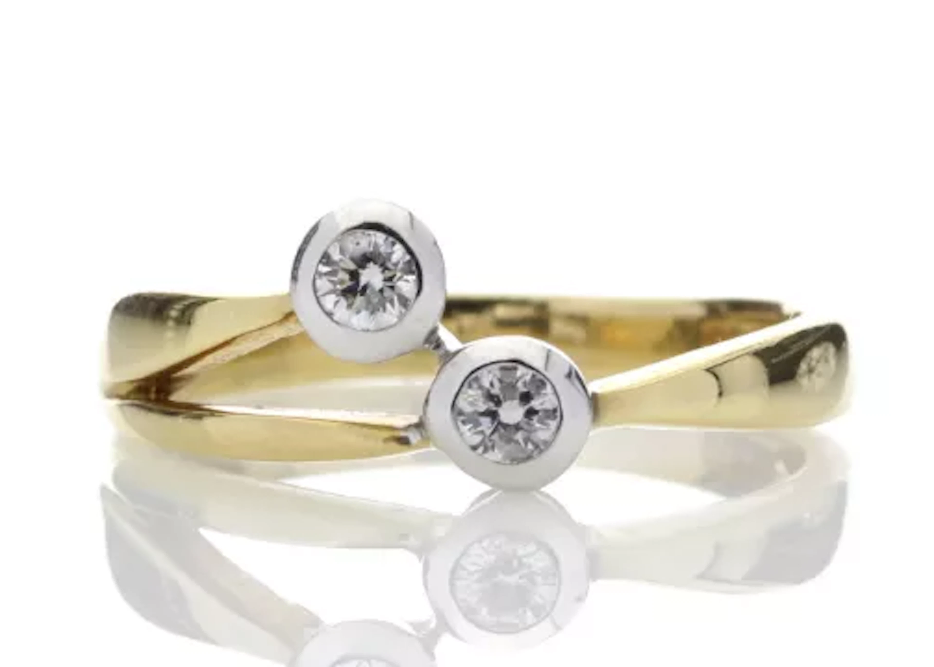 18ct Two Stone Rub Over Set Split Shank Diamond Ring 0.25 Carats