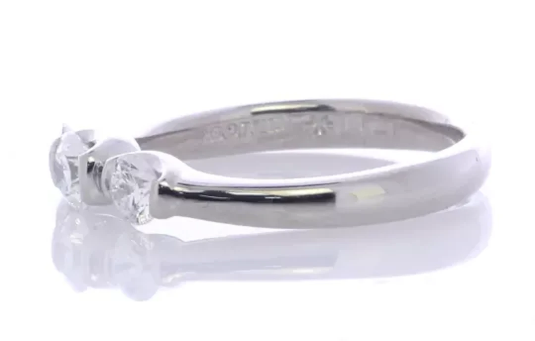 Platinum Three Stone Rub Over Set Diamond Ring 0.50 Carats