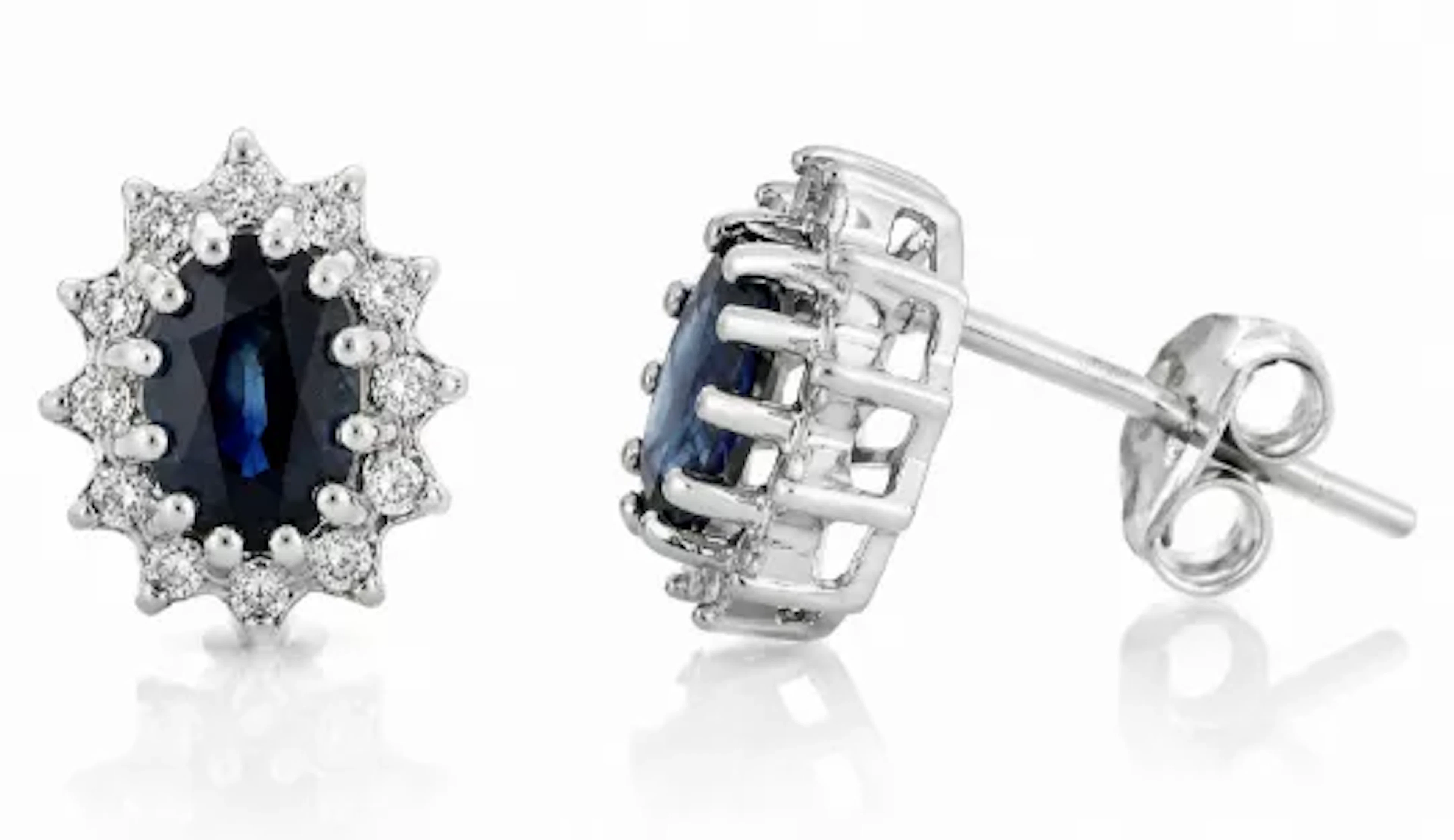 9ct White Gold Diamond And Sapphire Earring (S1.04) 0.12 Carats