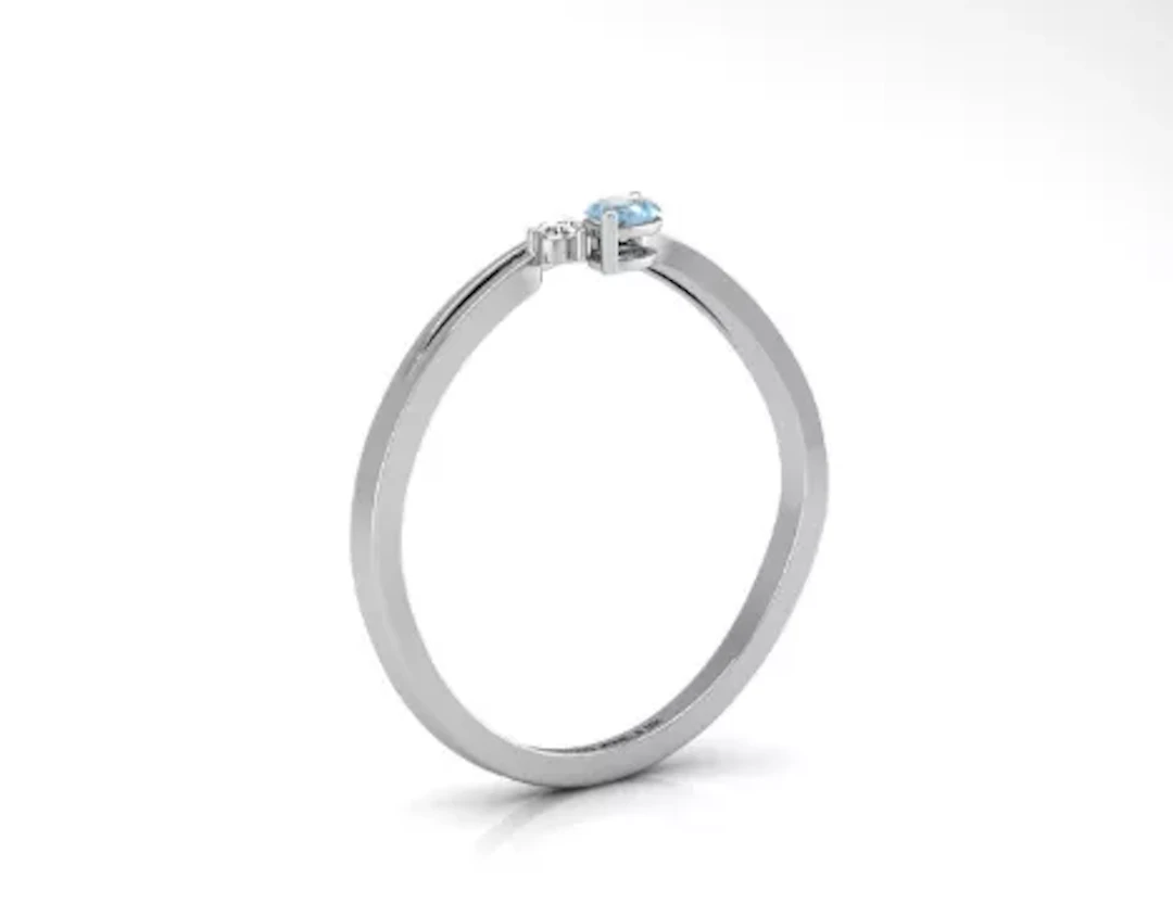 9ct White Gold Fancy Cluster Diamond And Blue Topaz Ring (BT0.22) 0.03 Carats