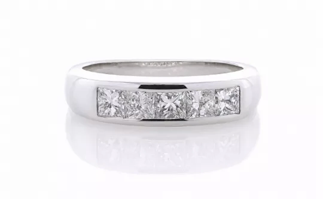 Platinum Channel Set Semi Eternity Diamond Ring 1.00 Carats
