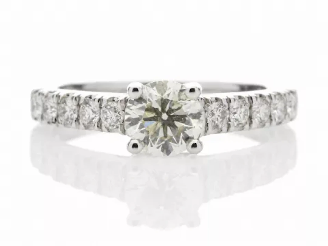 18ct White Gold Single Stone Claw Set With Stone Set Shoulders Diamond