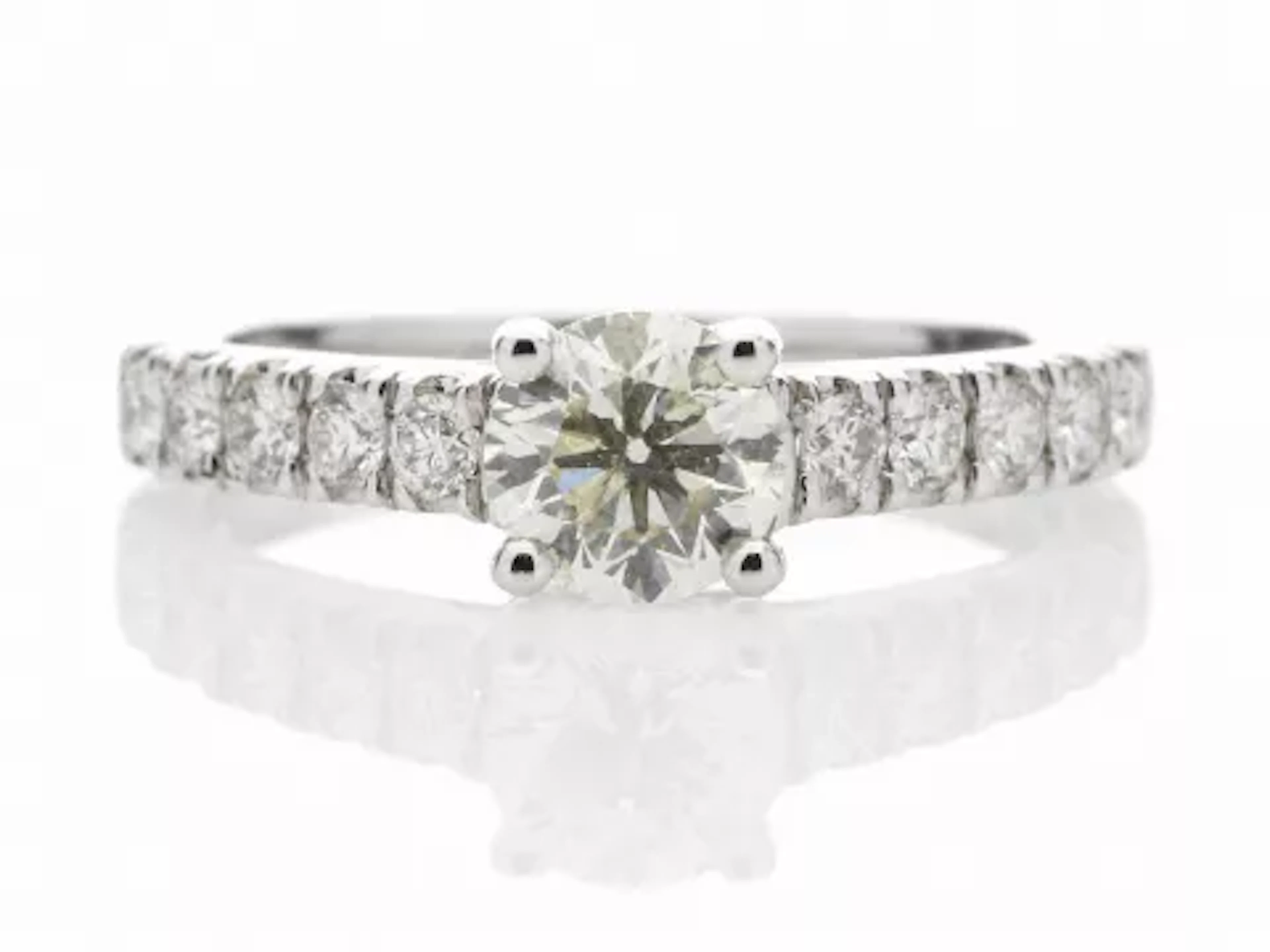 18ct White Gold Single Stone Claw Set With Stone Set Shoulders Diamond