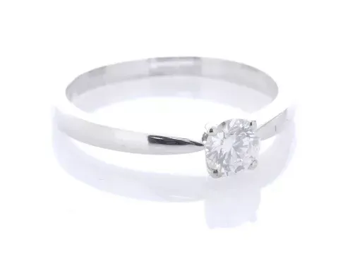 18ct White Gold Single Stone Claw Set Diamond Ring 0.42 Carats