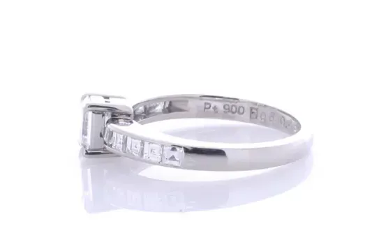 Platinum Single Stone With Stone Set Shoulders Diamond Ring 0.89 Carats