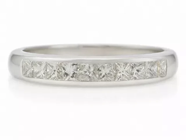 9ct White Gold Channel Set Half Eternity Diamond Ring 0.50 Carats