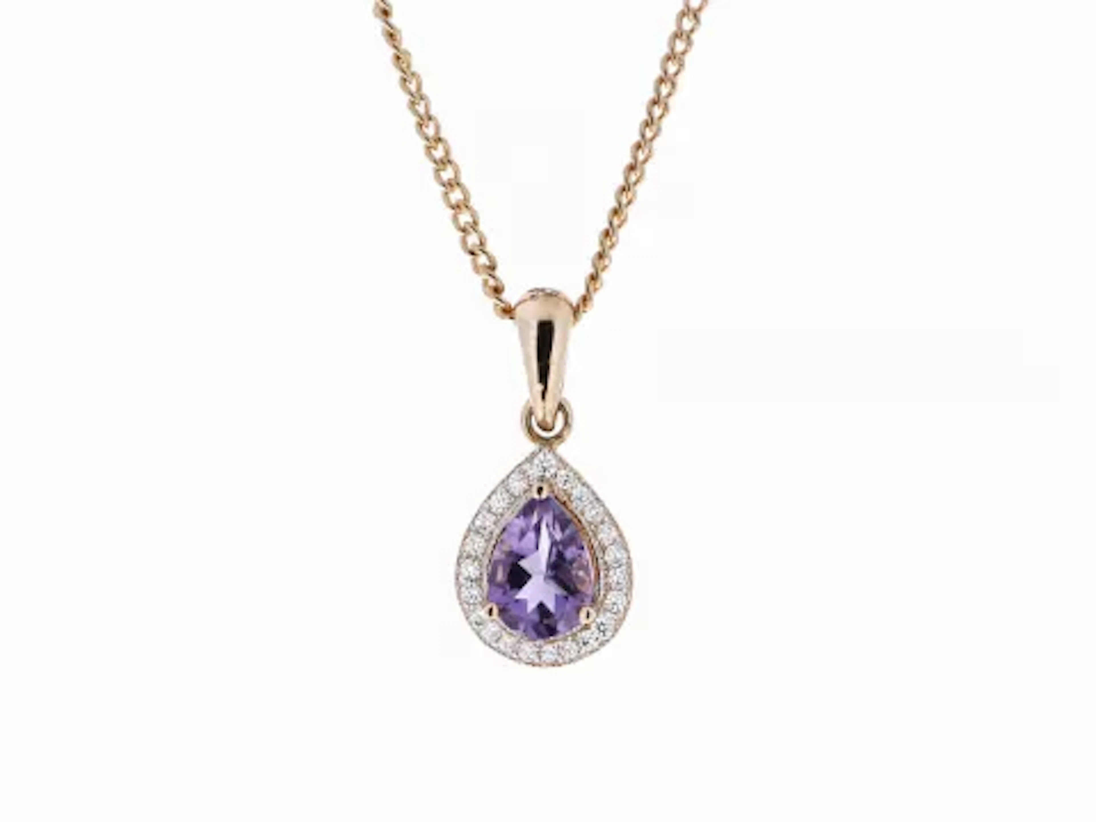 9ct Rose Gold Amethyst And Diamond Pendant (A0.61) 0.11 Carats